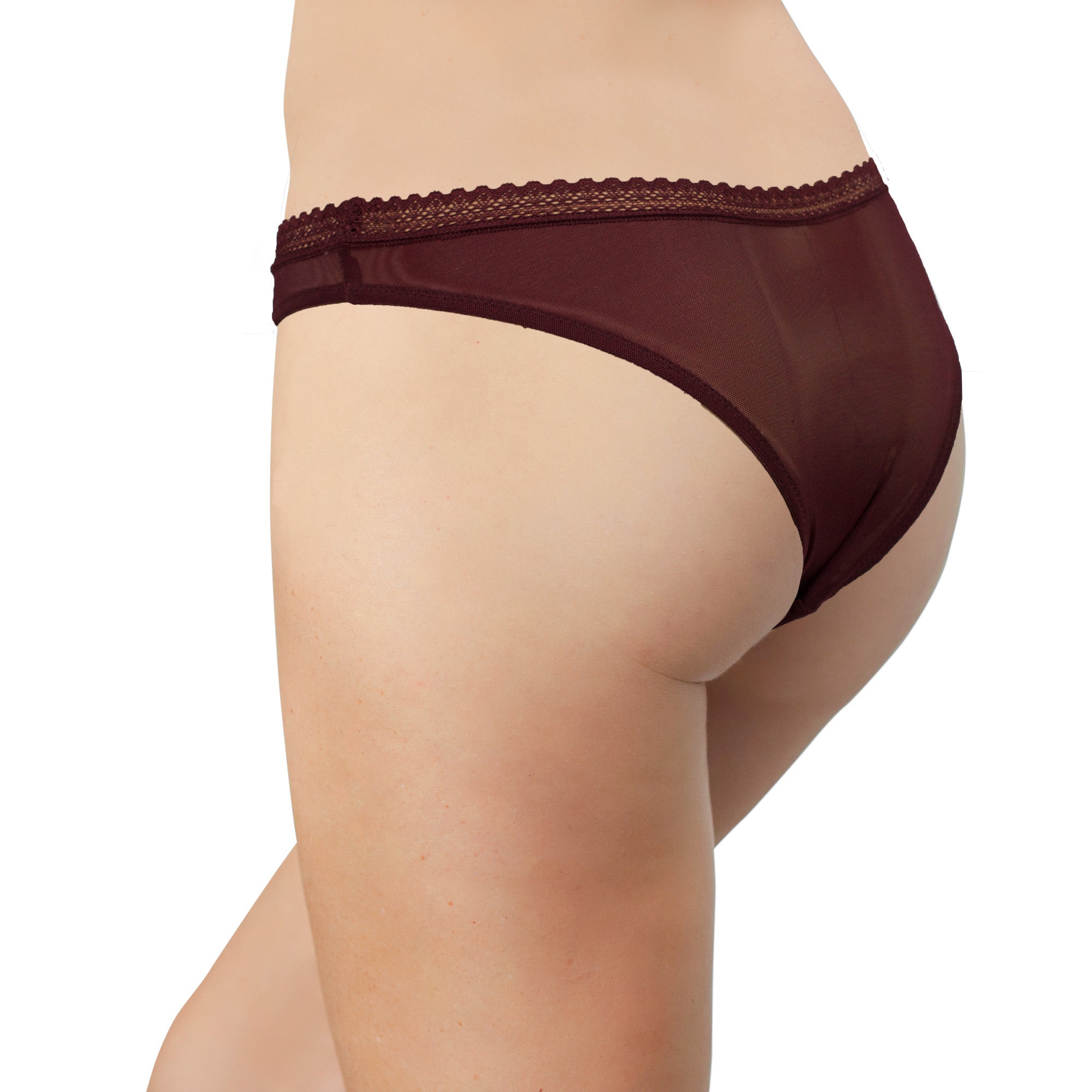 V-Front Mesh Thong with Lace, XS-2X - Be Bliss Boutique