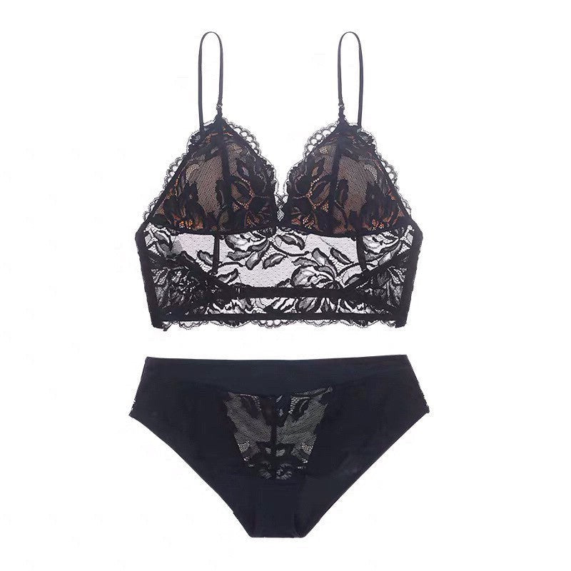 French Style Non-Wired Lace Bra Set with Triangle Cup and Backless Design For Women, SoHo, BYMANYC New York. -  Be Bliss Boutique
