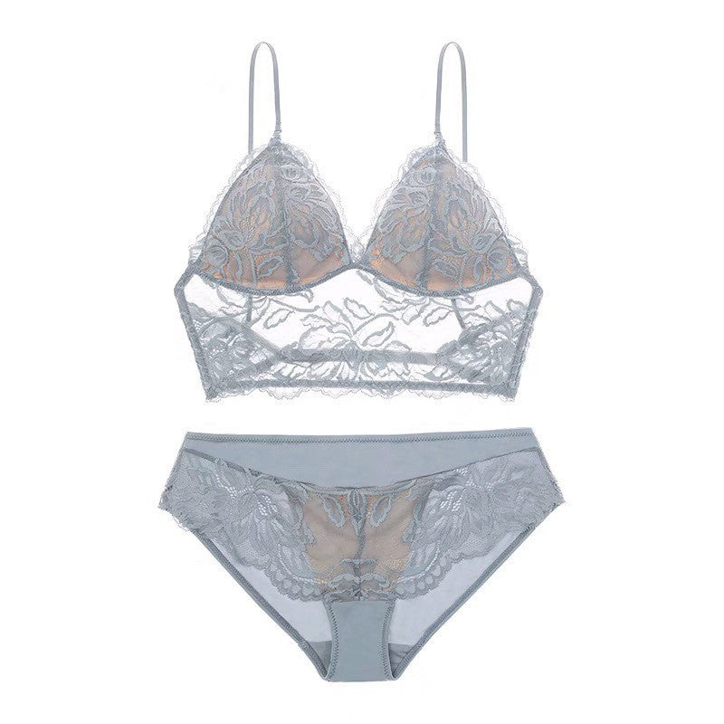 French Style Non-Wired Lace Bra Set with Triangle Cup and Backless Design For Women, SoHo, BYMANYC New York. -  Be Bliss Boutique