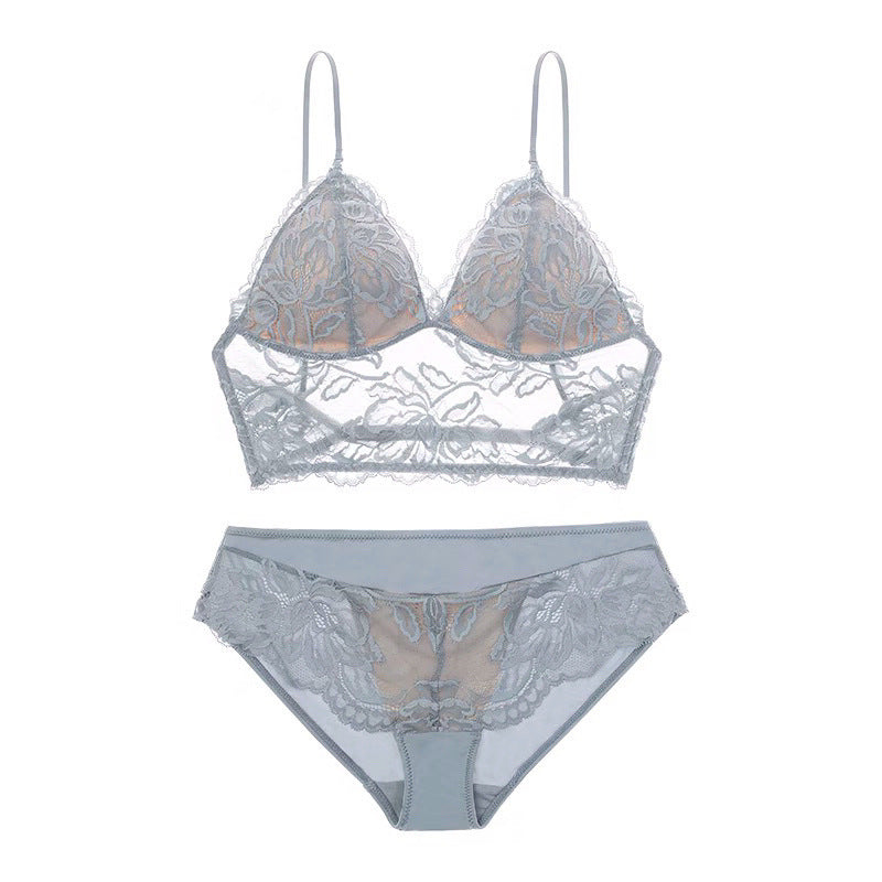 French Style Non-Wired Lace Bra Set with Triangle Cup and Backless Design For Women, SoHo, BYMANYC New York. -  Be Bliss Boutique