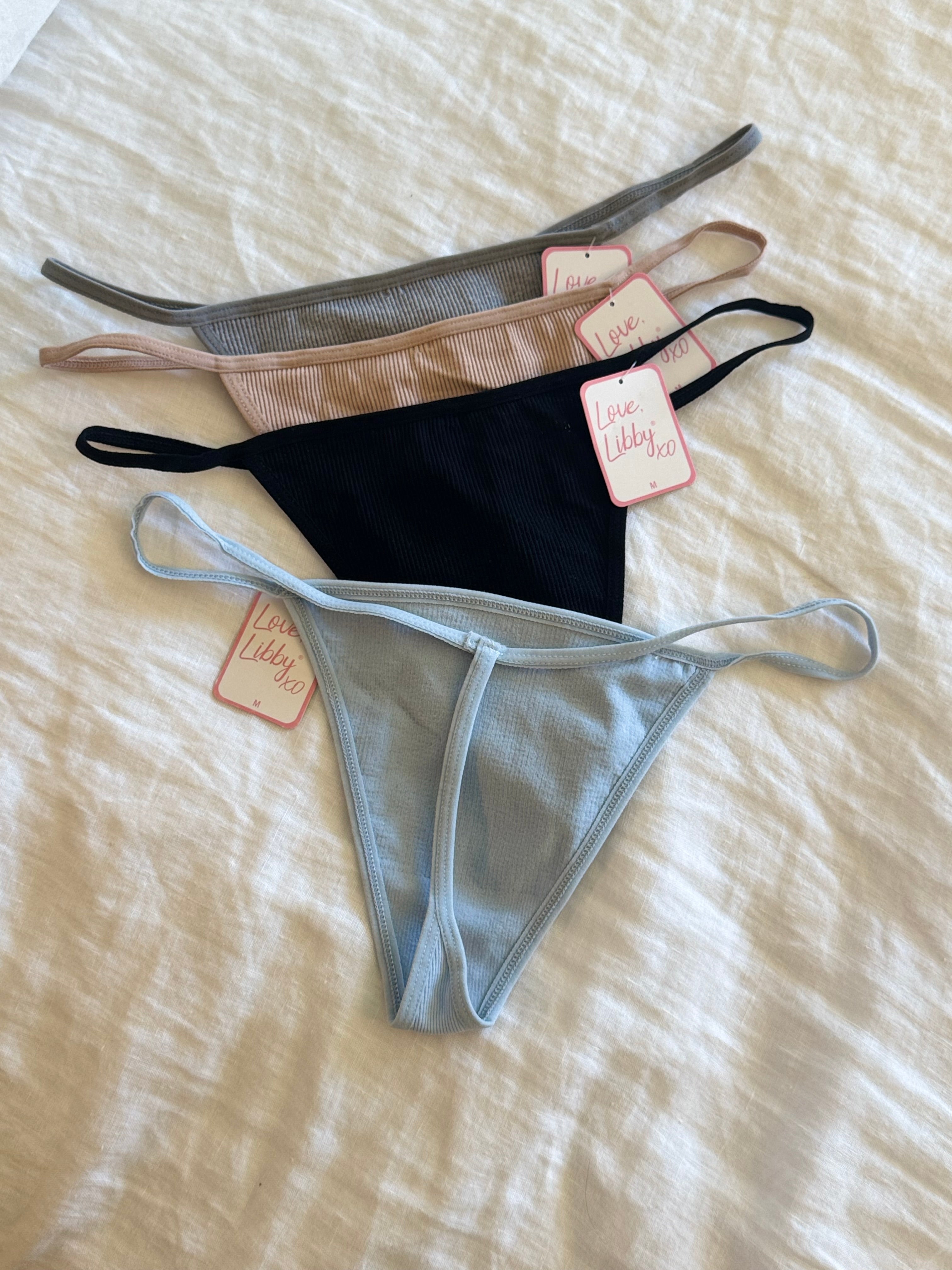 Seamless Rib Strappy Thong, XS-2X - Be Bliss Boutique