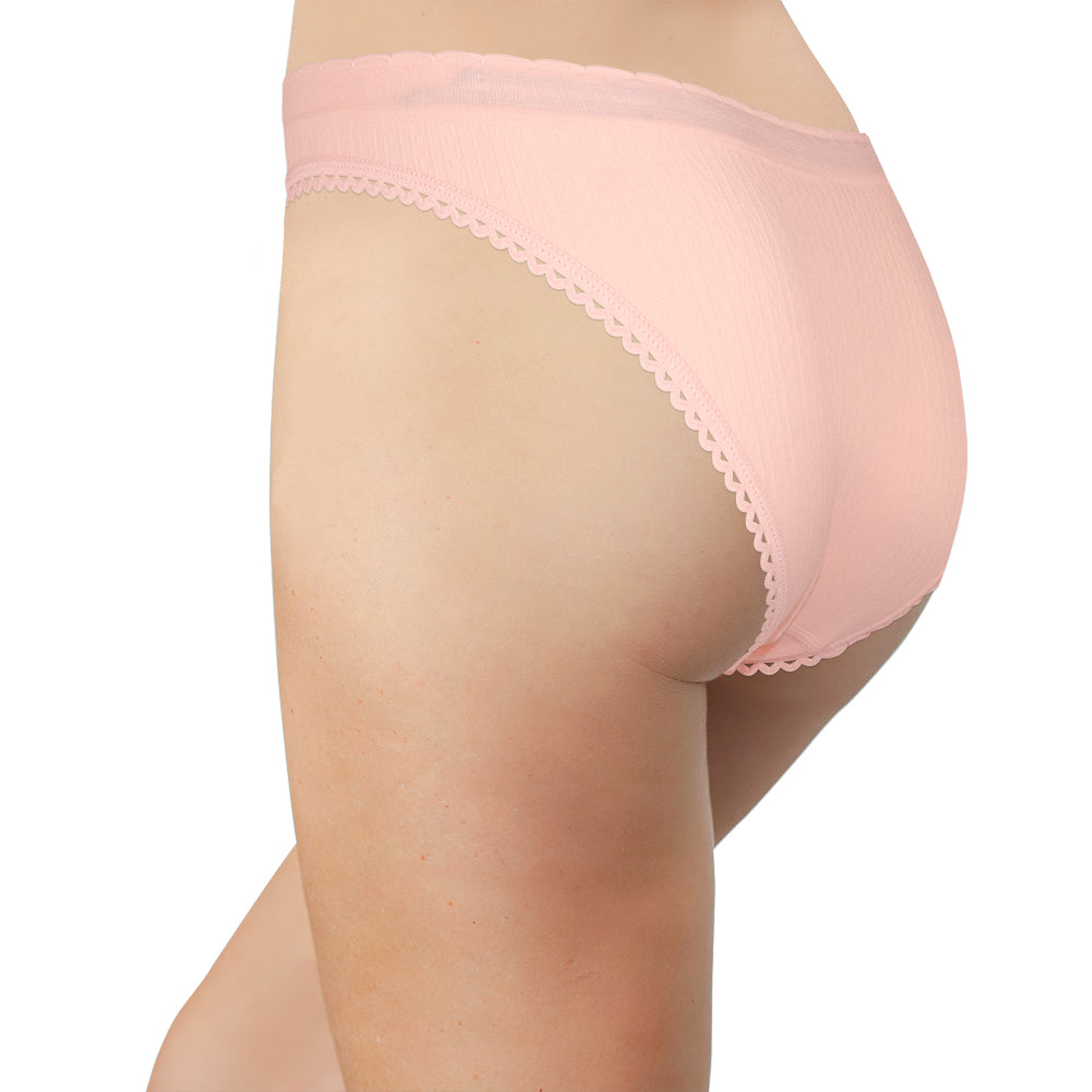 Seamless Textured Bikini with Picot Trim - Be Bliss Boutique