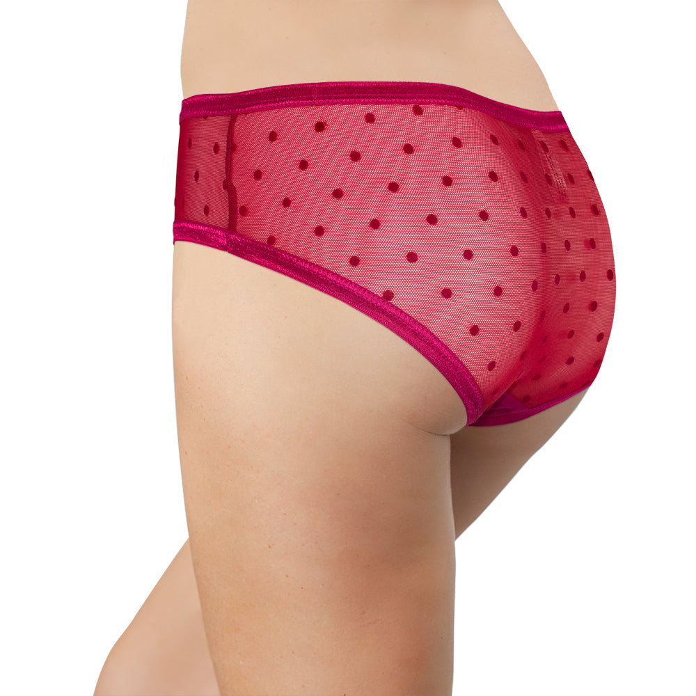 Polka Dot Mesh Bikini with Satin Trim - Be Bliss Boutique