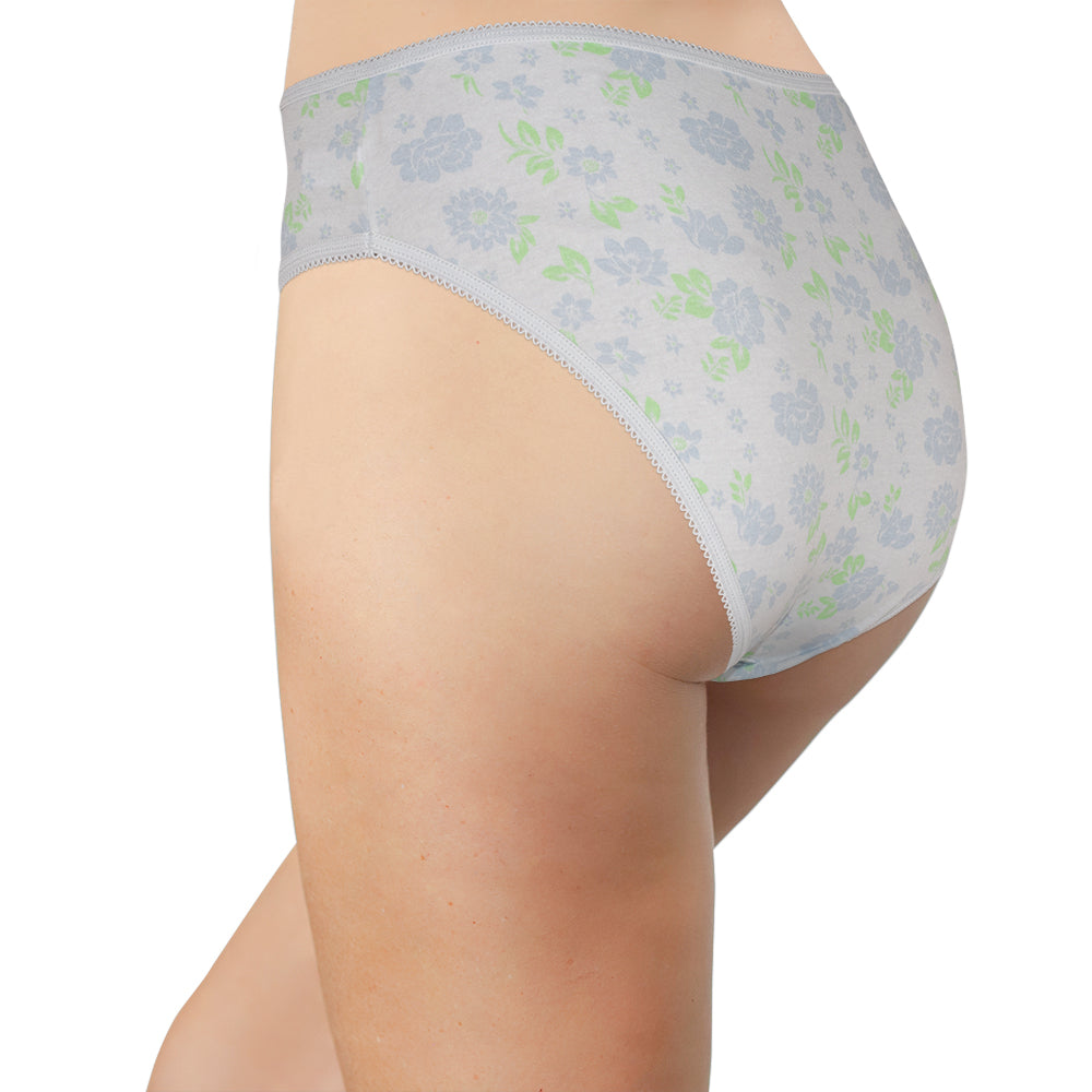 Printed Cotton High Waist Bikini with Picot Trim - Be Bliss Boutique