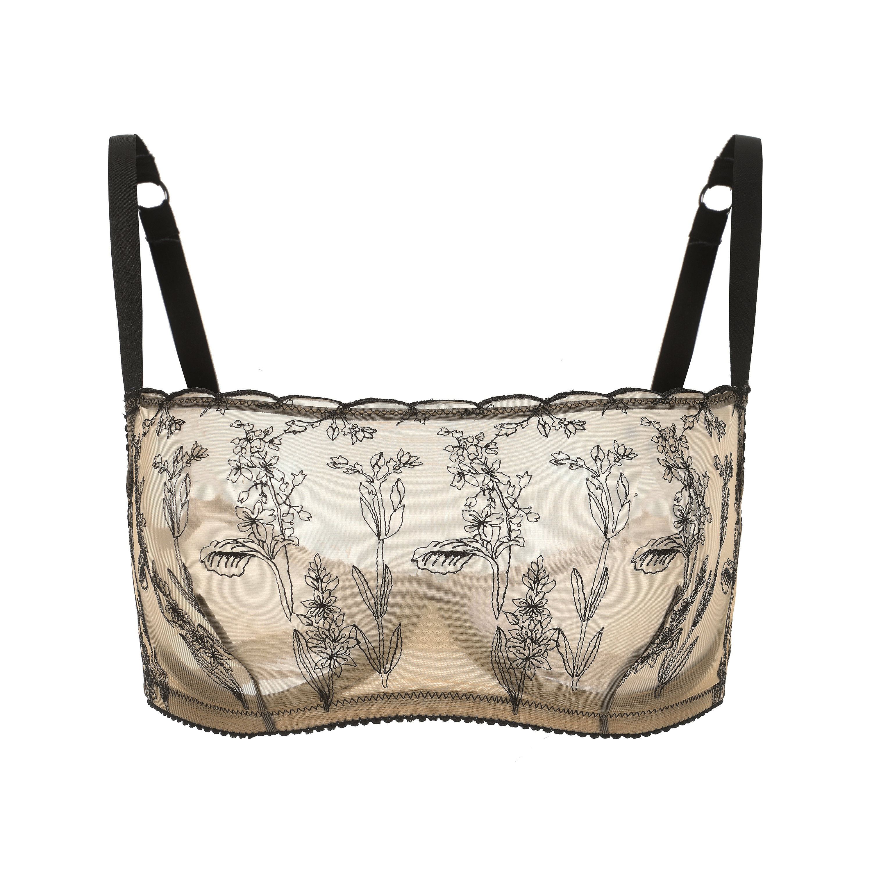 Kim High Neck Floral Embroidered Underwire Bra on Jelly Fabric - Be Bliss Boutique