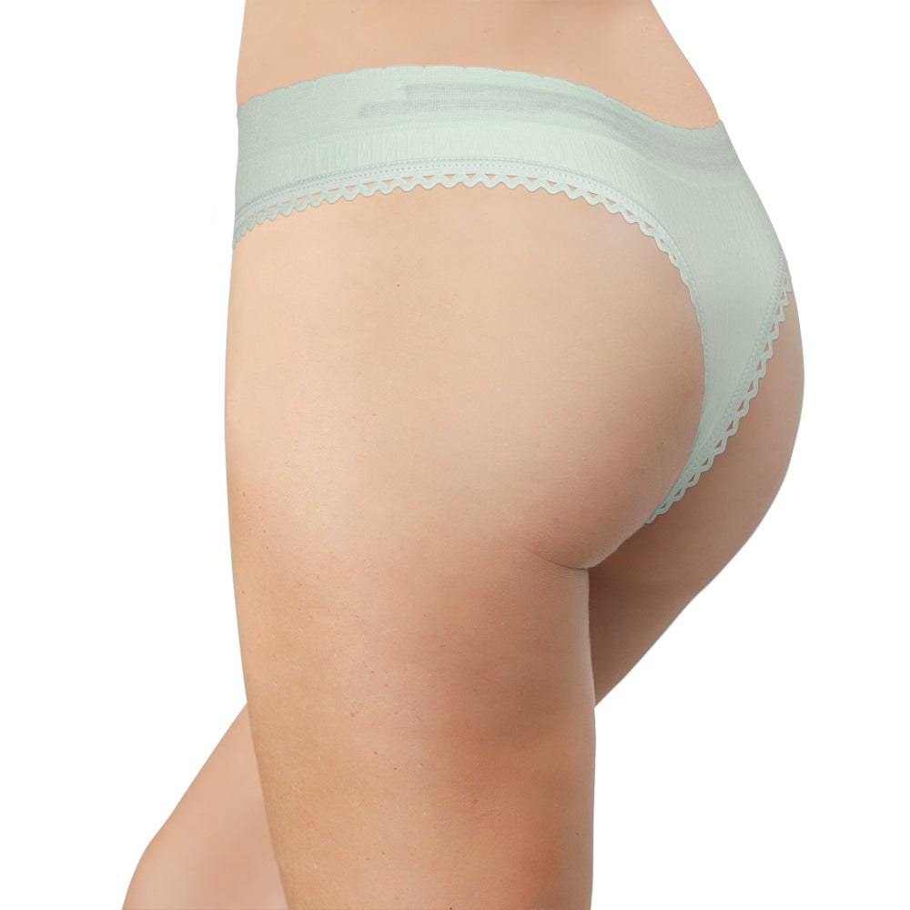 Seamless Textured Thong with Picot Trim - Be Bliss Boutique