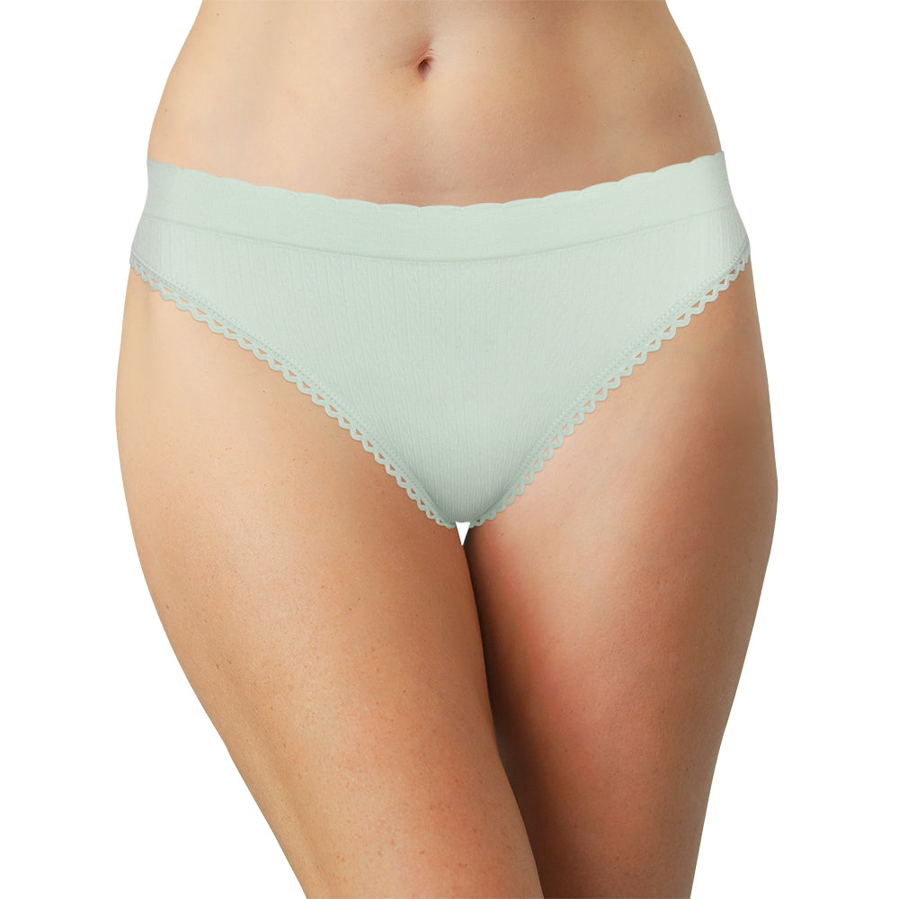 Seamless Textured Thong with Picot Trim - Be Bliss Boutique