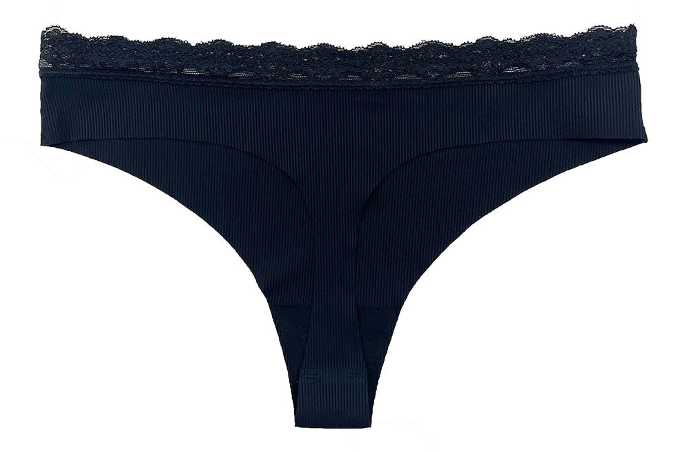 Laser Cut Rib Thong with Lace Waist, XS-2X - Be Bliss Boutique