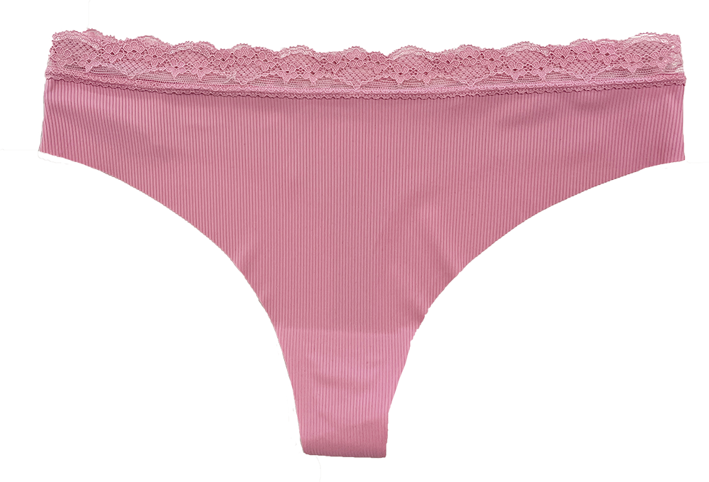 Laser Cut Rib Thong with Lace Waist, XS-2X - Be Bliss Boutique