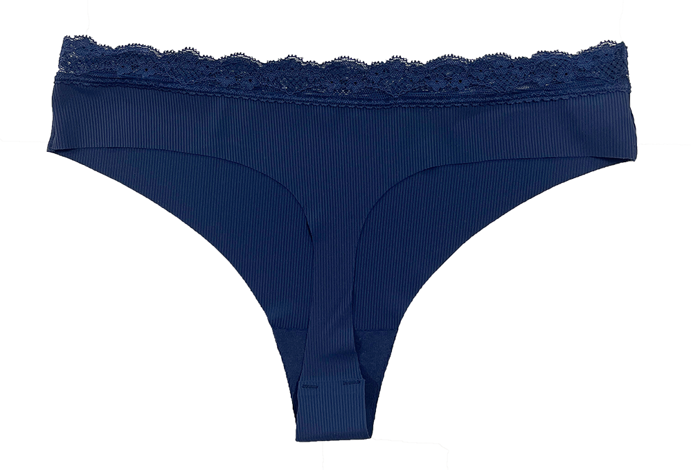 Laser Cut Rib Thong with Lace Waist, XS-2X - Be Bliss Boutique