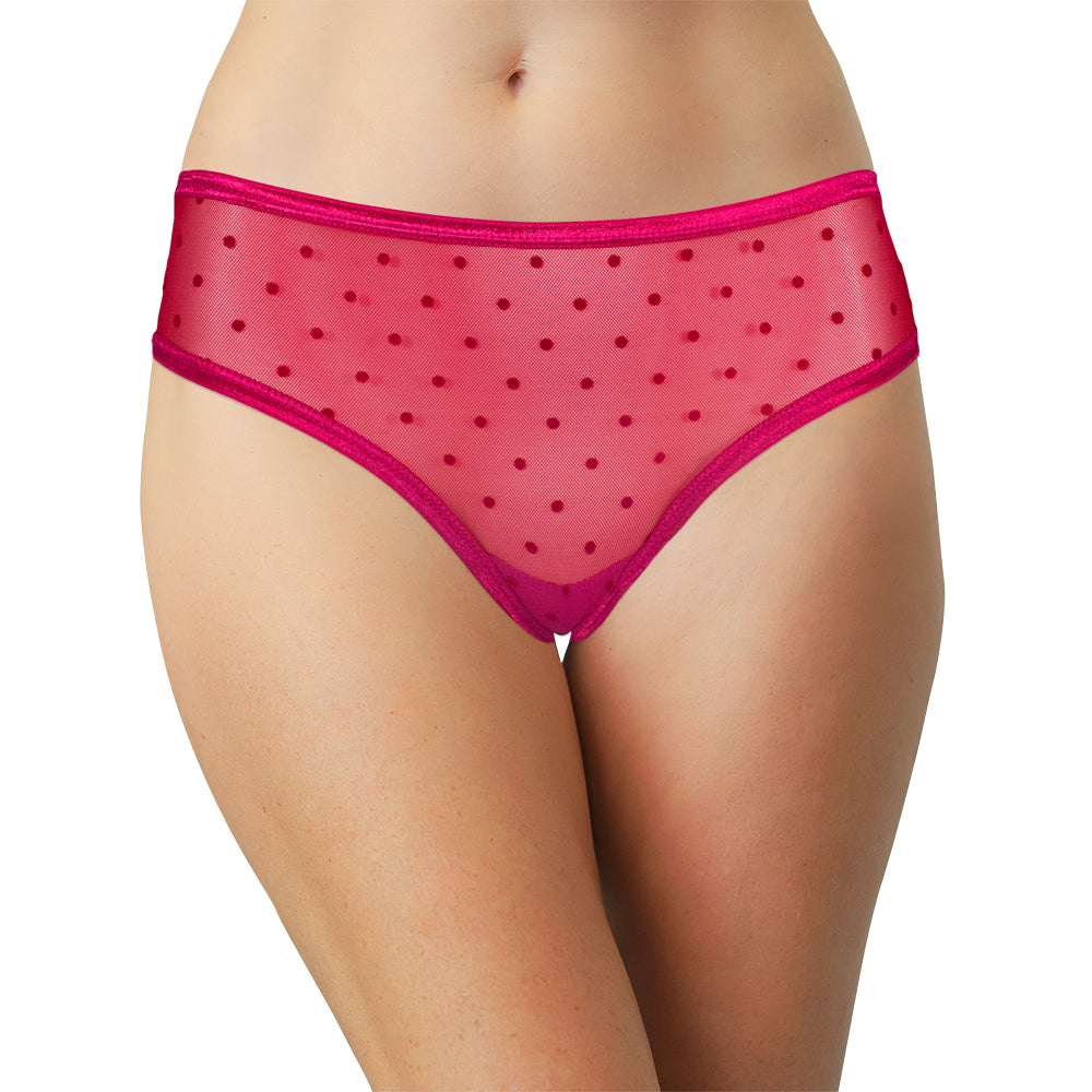 Polka Dot Mesh Thong with Satin Trim - Be Bliss Boutique