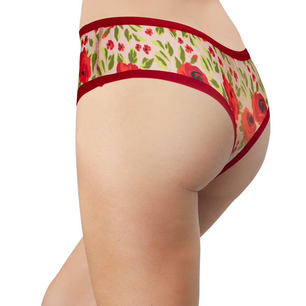 Winter Floral Mesh Thong – Sheer Comfort XS–3X - Be Bliss Boutique