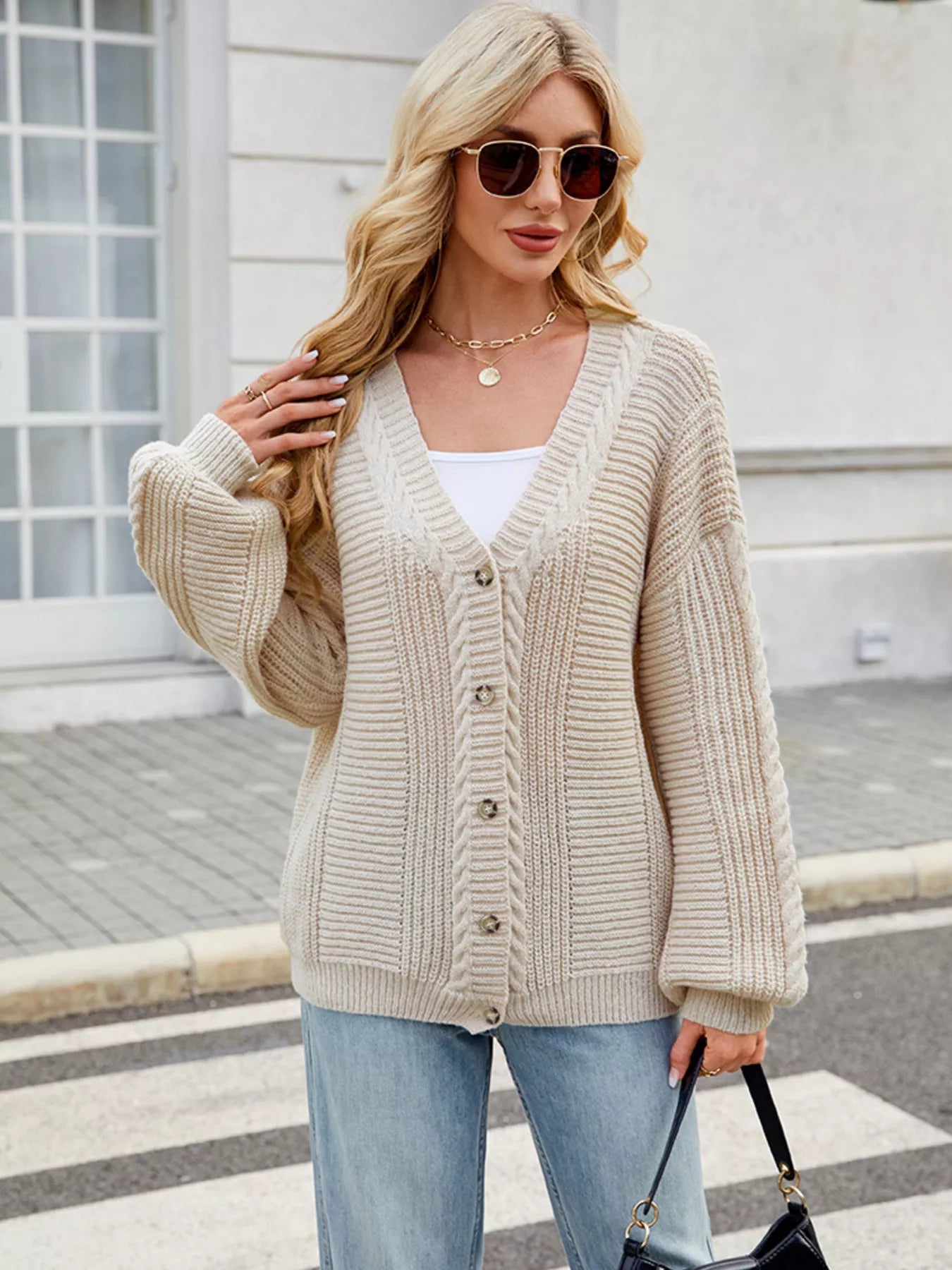 Button Up Long Sleeve Cardigan -  Be Bliss Boutique