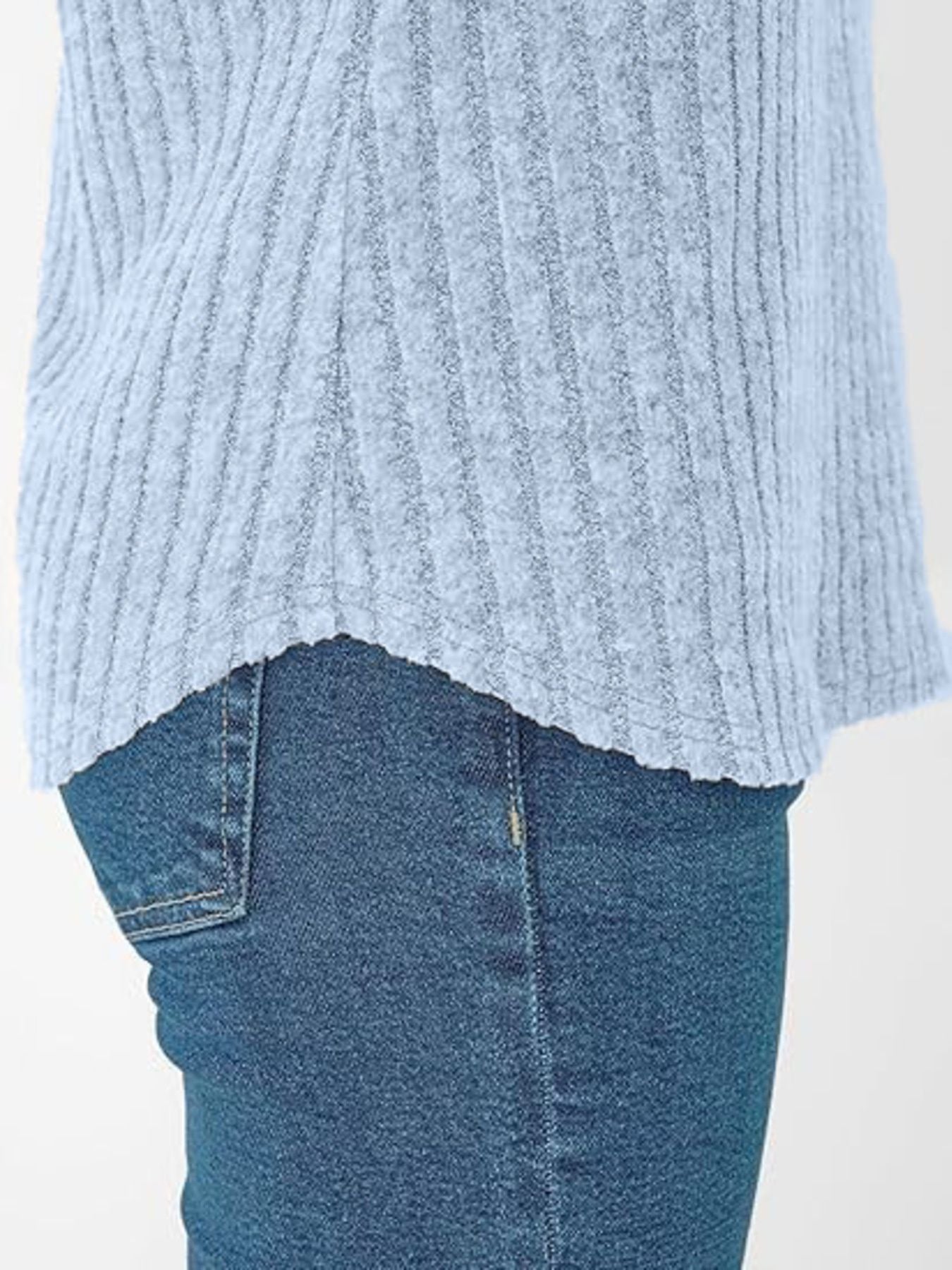 Ribbed Knit V Neck Relaxed Fit T Shirt - Be Bliss Boutique