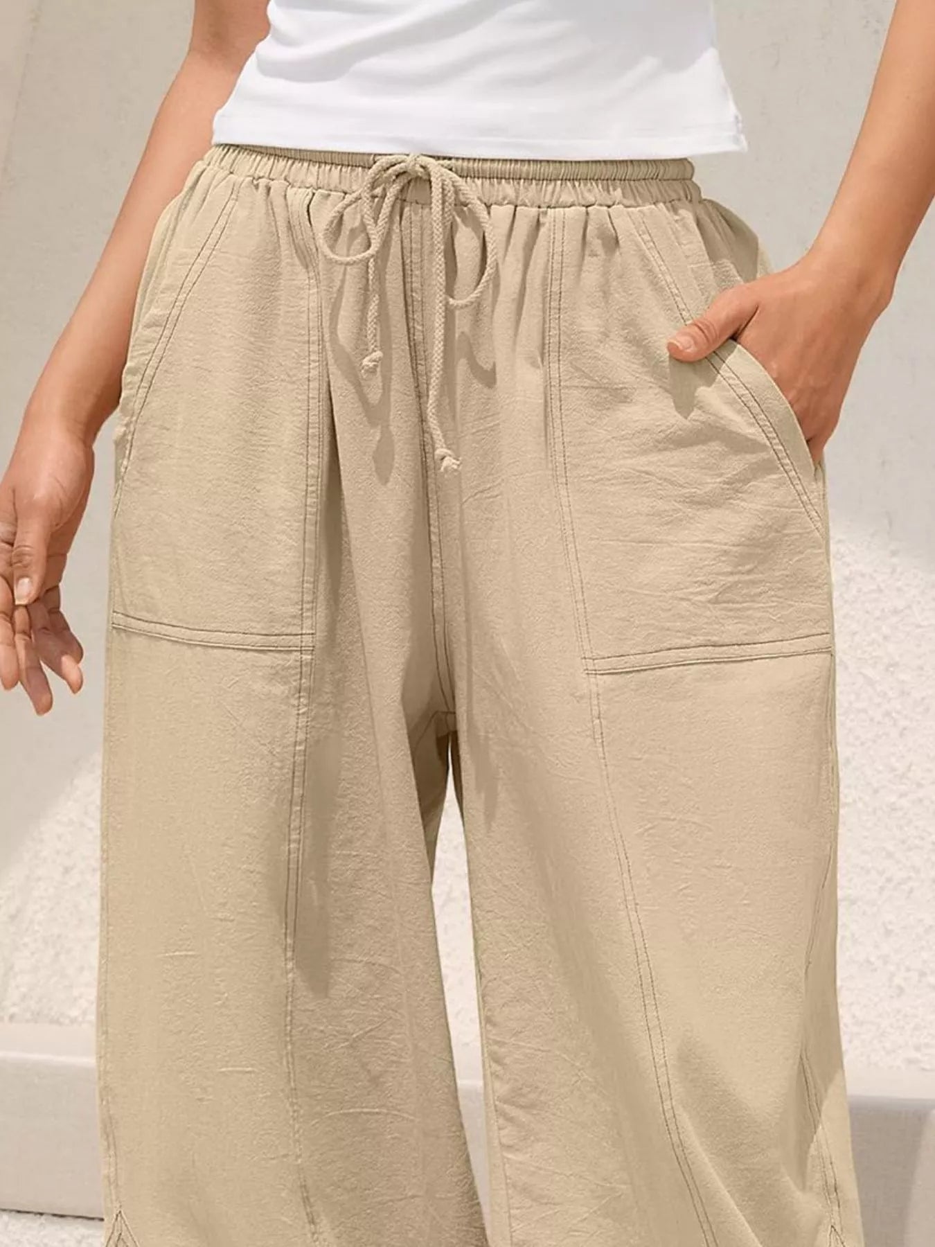 Wide Leg Drawstring Pants -  Be Bliss Boutique