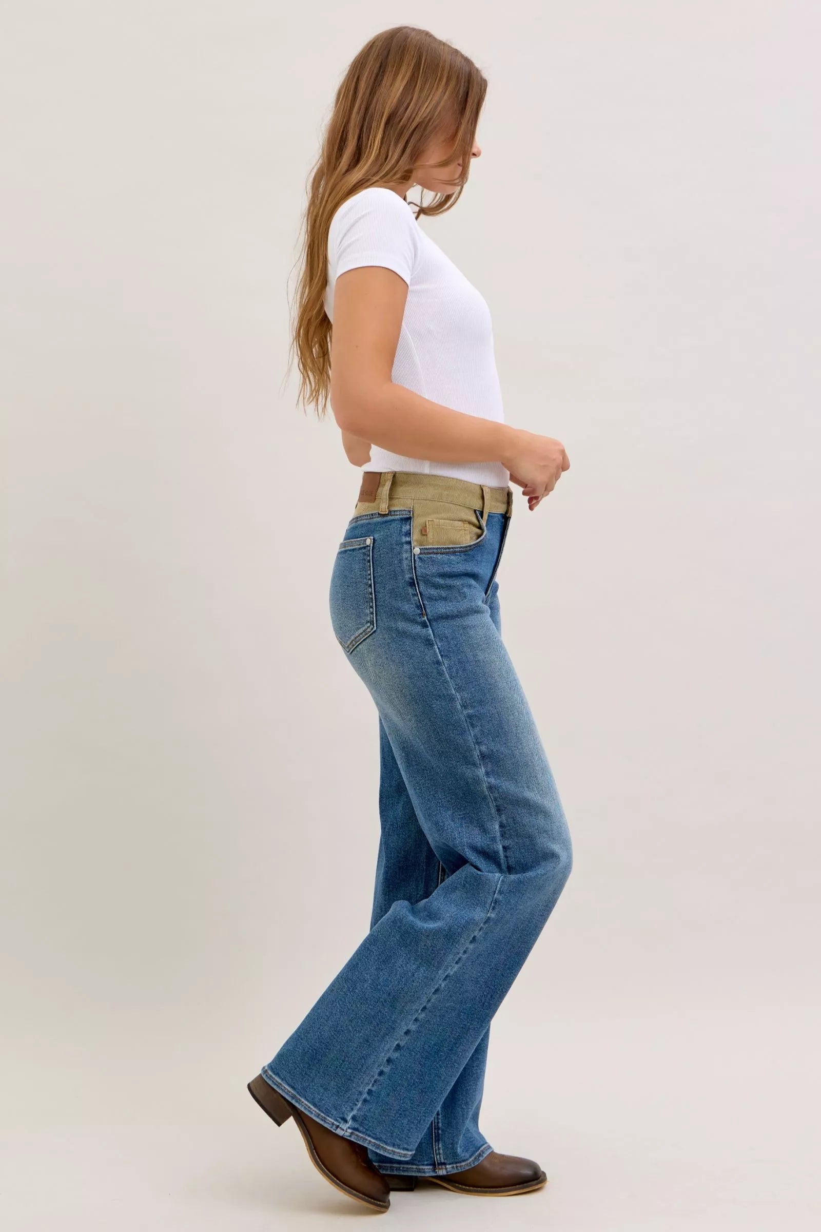 Judy Blue Jeans - MR Column Straight Jeans with Corduroy Waist - Be Bliss Boutique