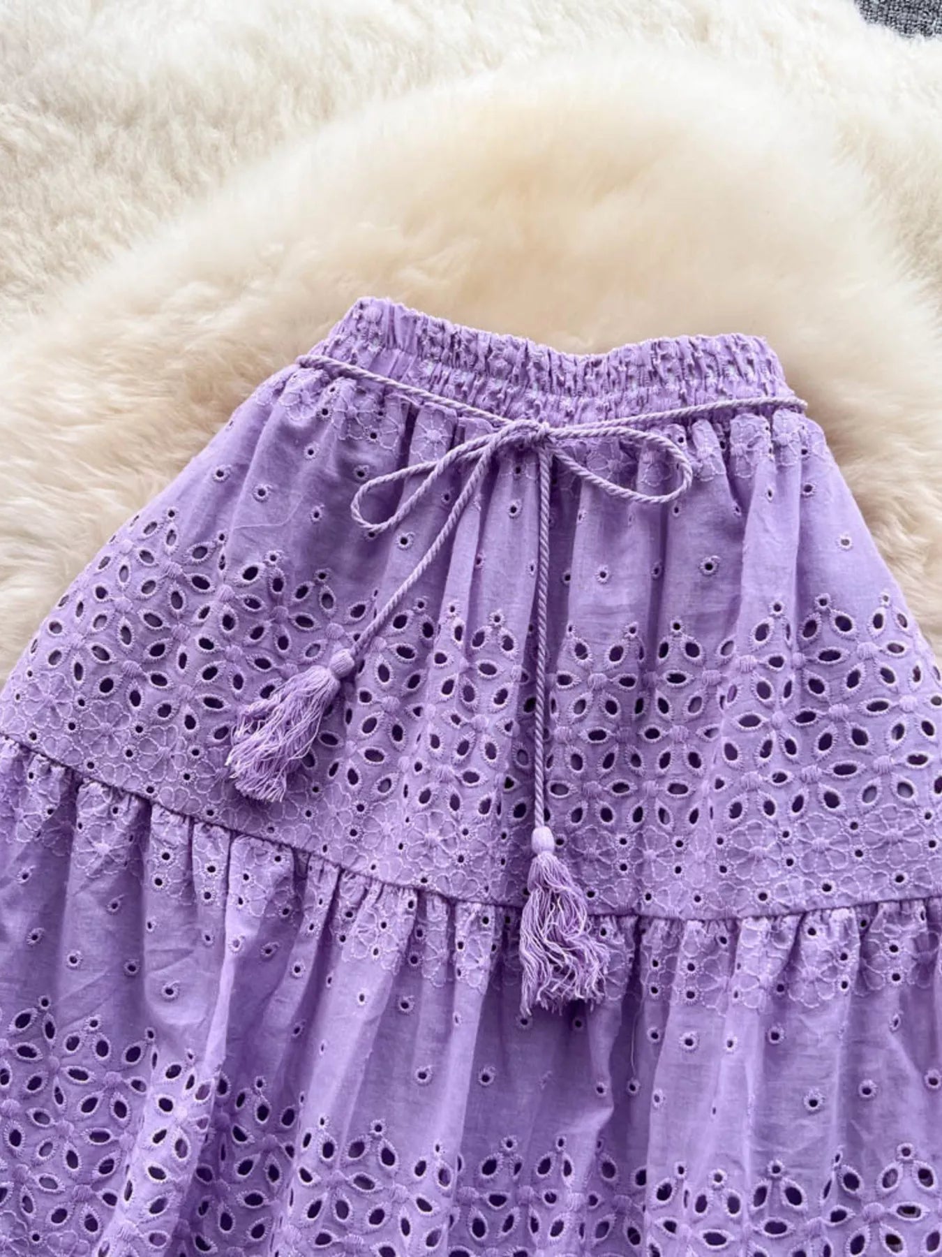 Eyelet Tiered Maxi Skirt - Be Bliss Boutique