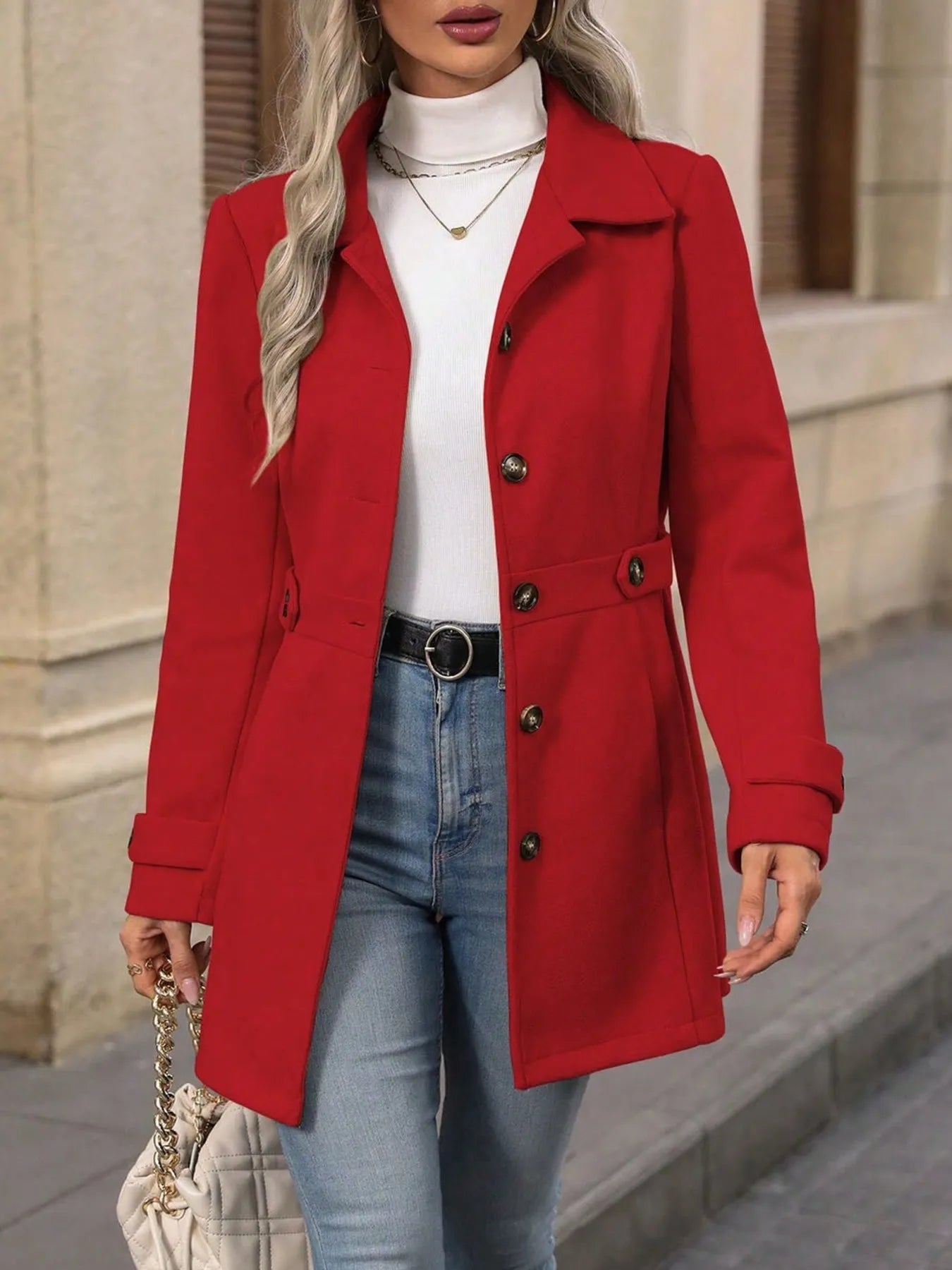 Button Up Long Sleeve Coat -  Be Bliss Boutique