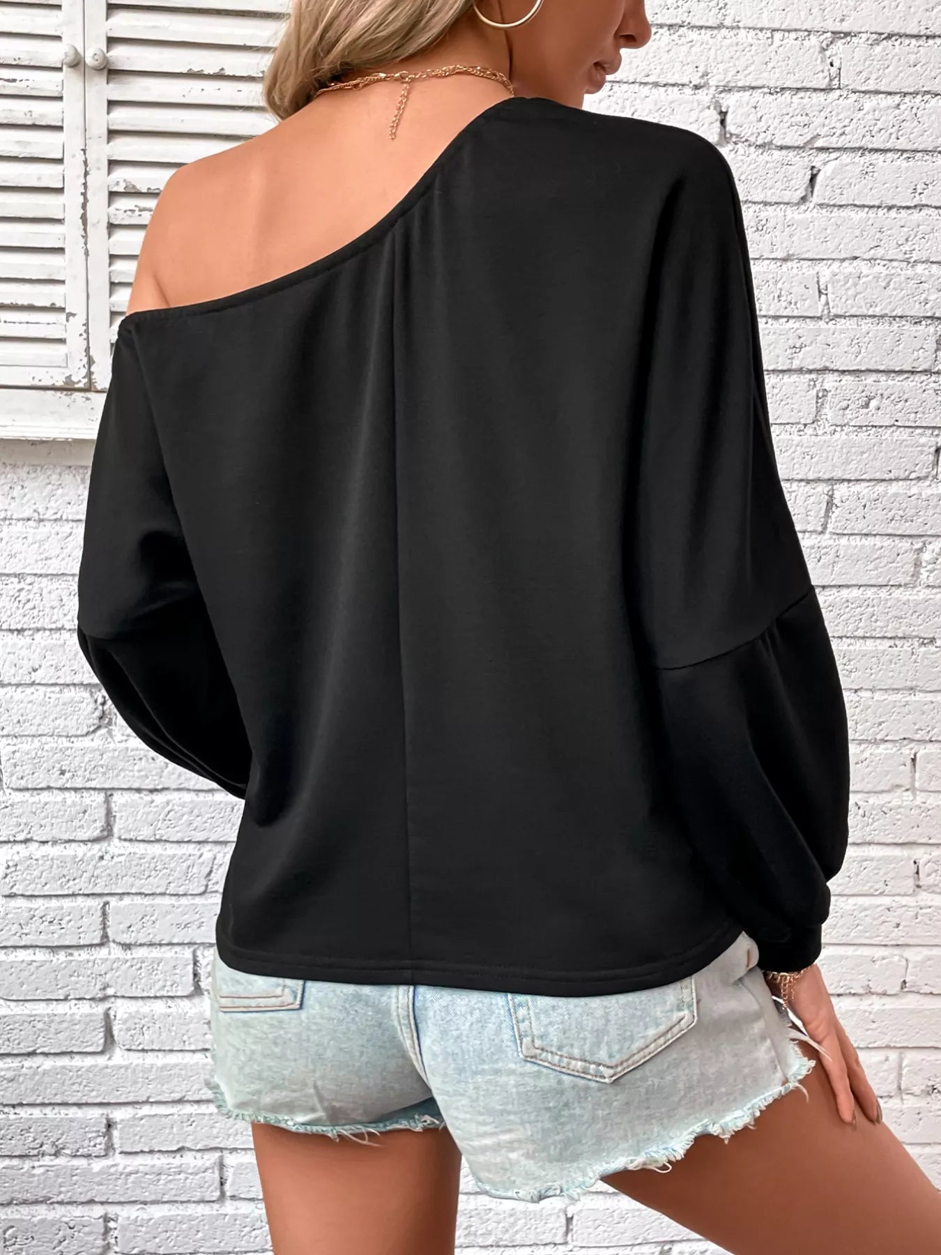 One-Shoulder Long Sleeve Casual Sweatshirt - Be Bliss Boutique
