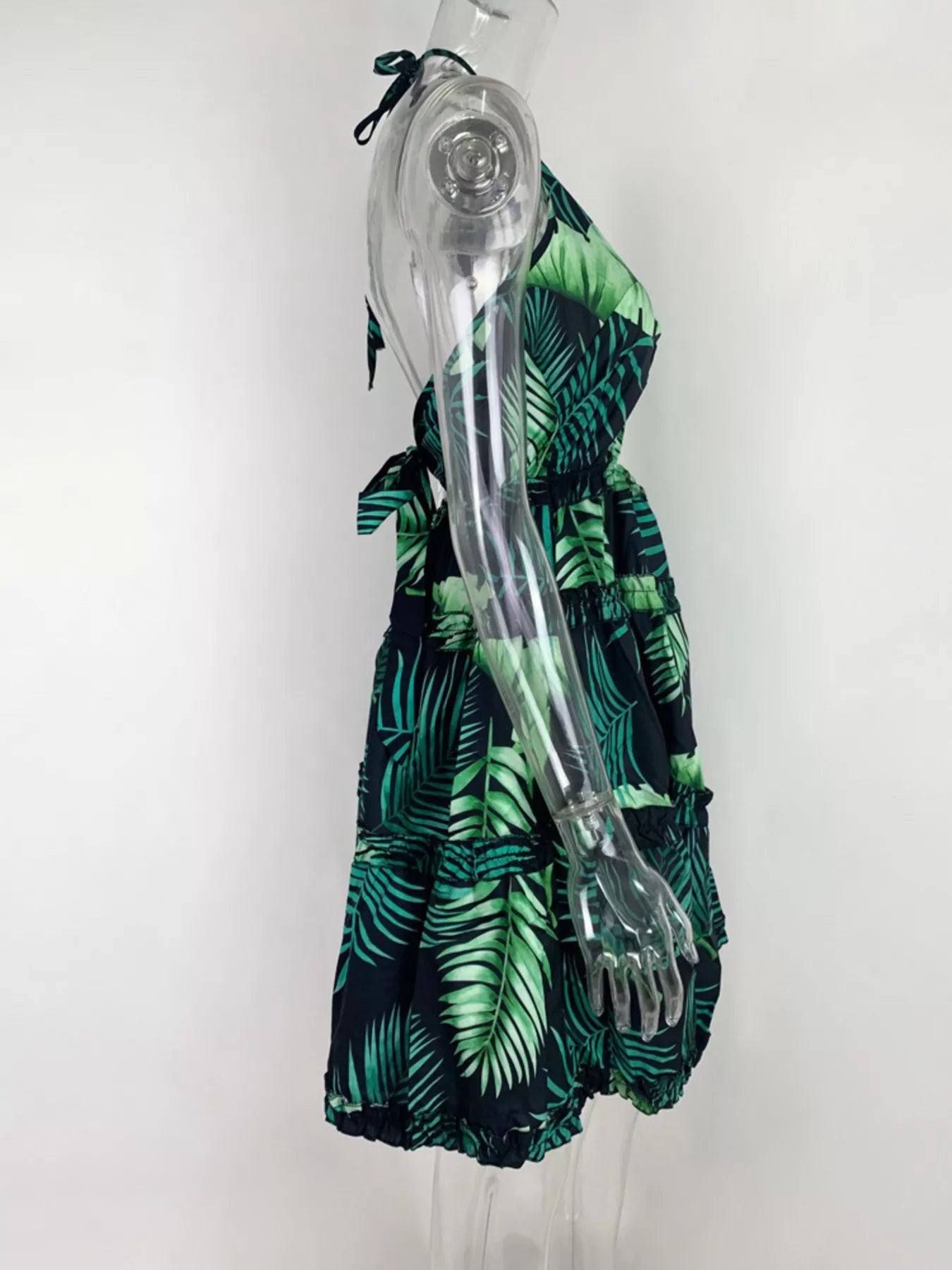 Colorful Print Halter Neck Ruffle Mini Dress - Be Bliss Boutique