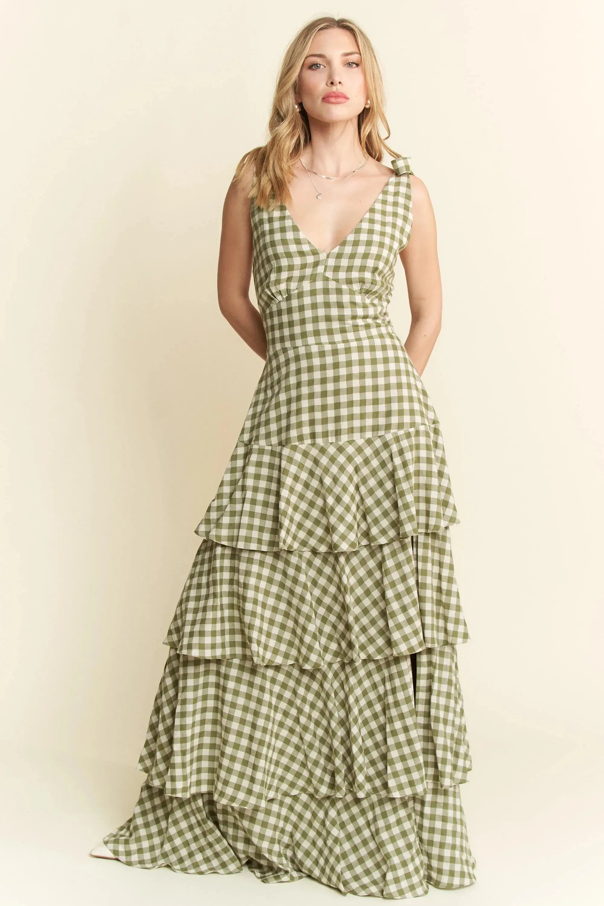 Jade By Jane Gingham Tiered Maxi Dress | Be Bliss Boutique