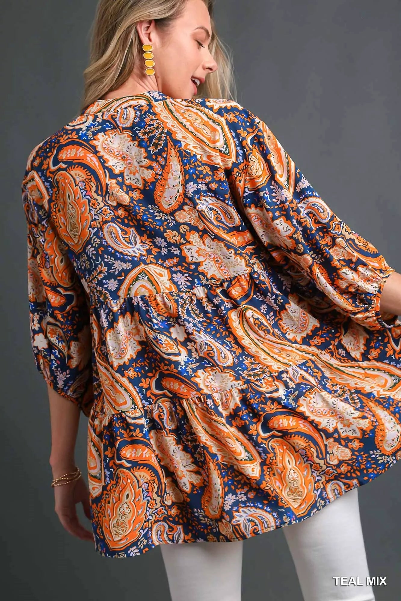 Umgee Mix Paisley Boho Tunic Blouse -  Be Bliss Boutique