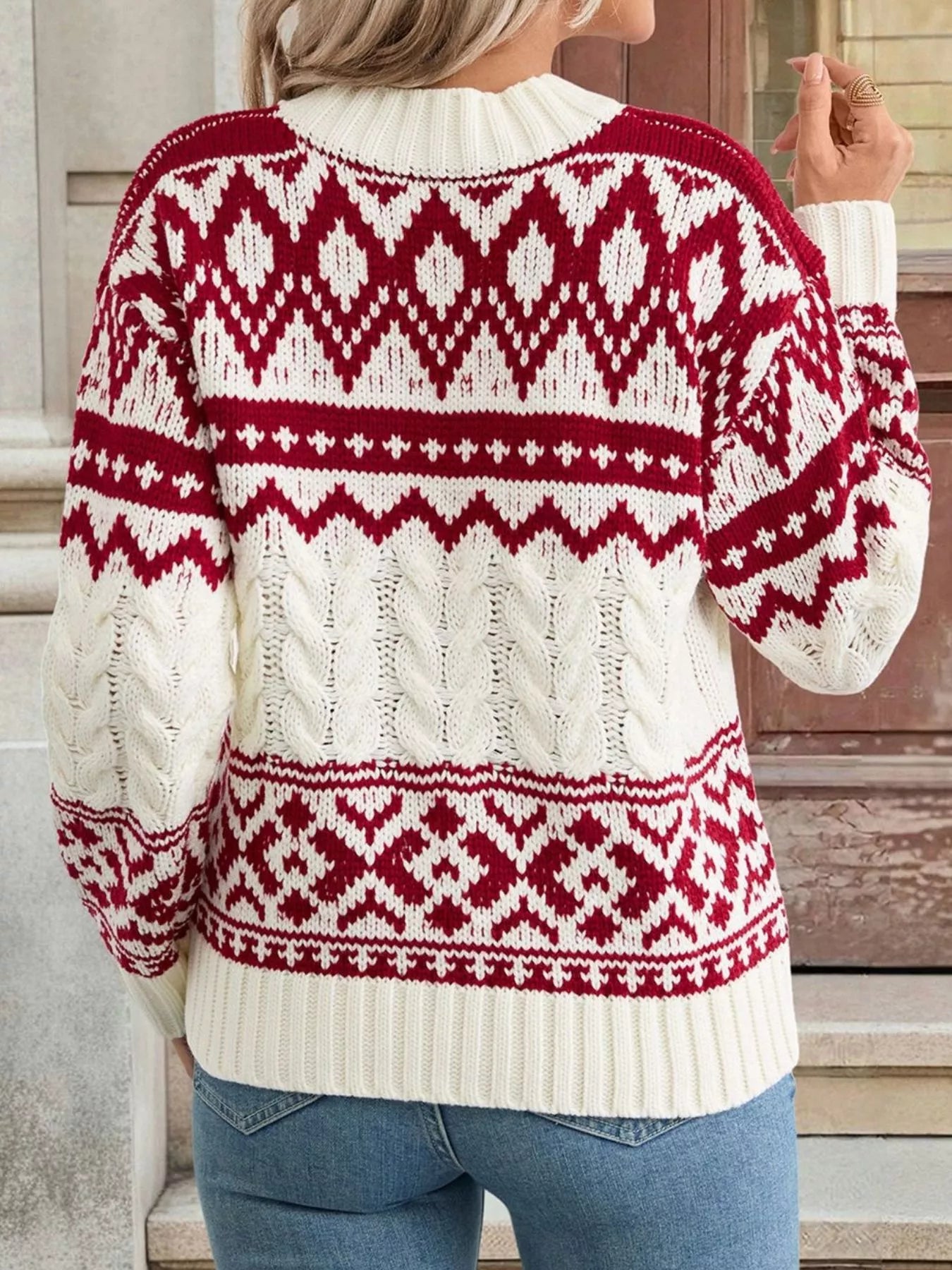 Long Sleeve Cable Knit Christmas Sweater - Be Bliss Boutique