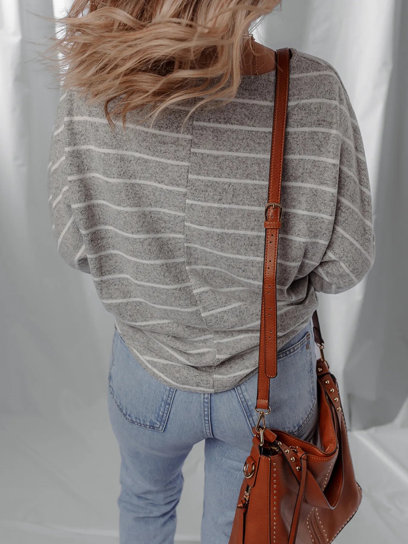 Stripe Dolman Sleeve Drop Shoulder Top -  Be Bliss Boutique