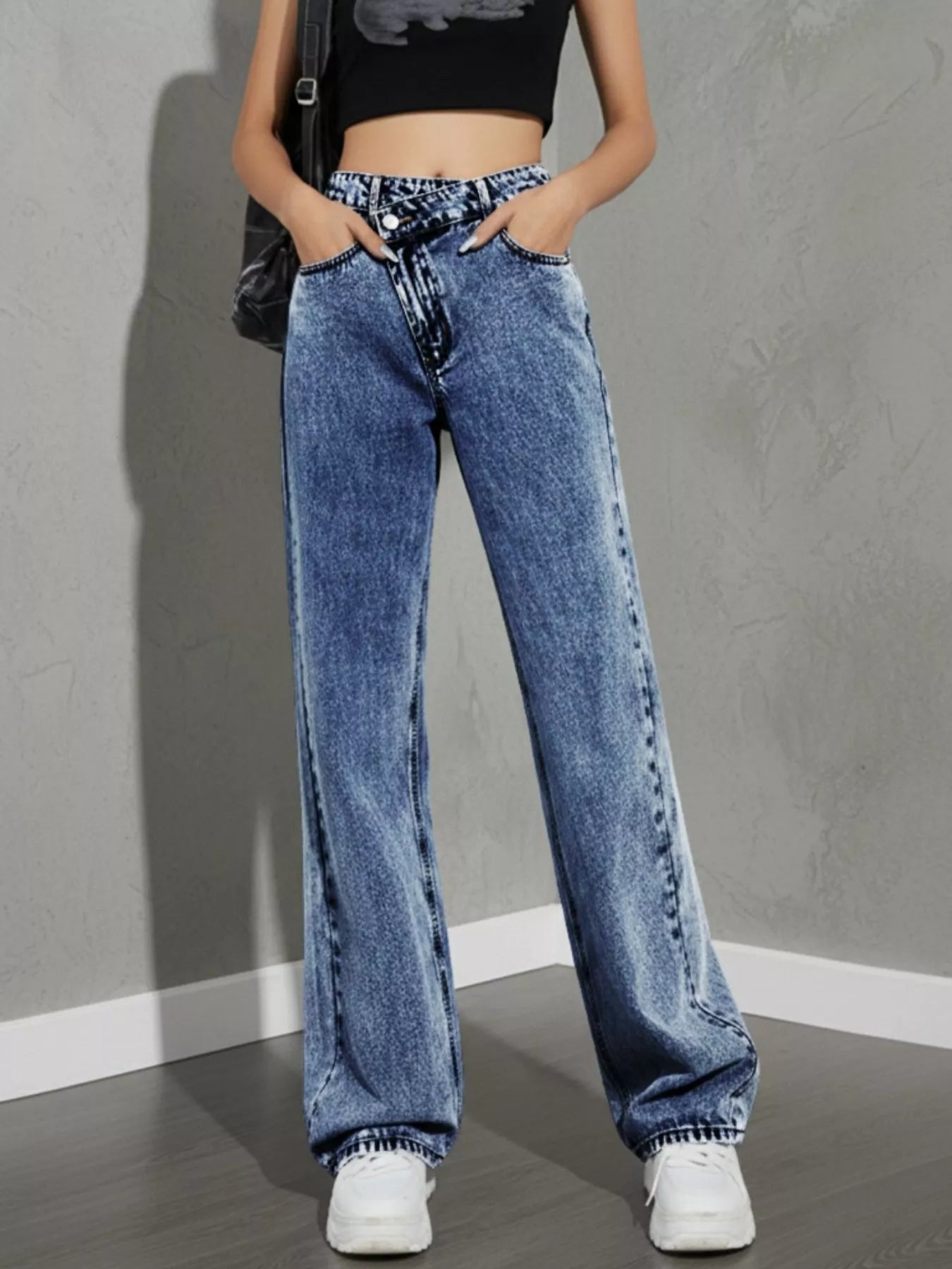 High Waist Wide Leg Denim Jeans - Be Bliss Boutique