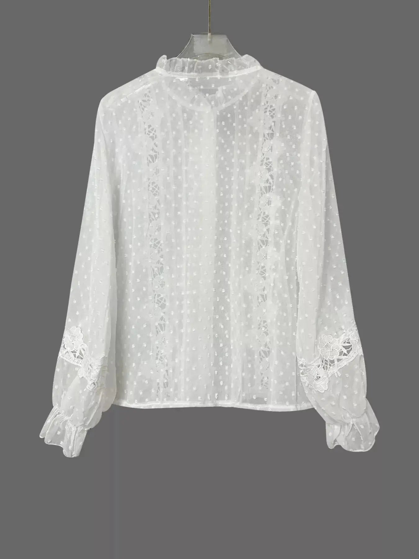 Lace Trimmed Swiss Dot Shirt - Be Bliss Boutique