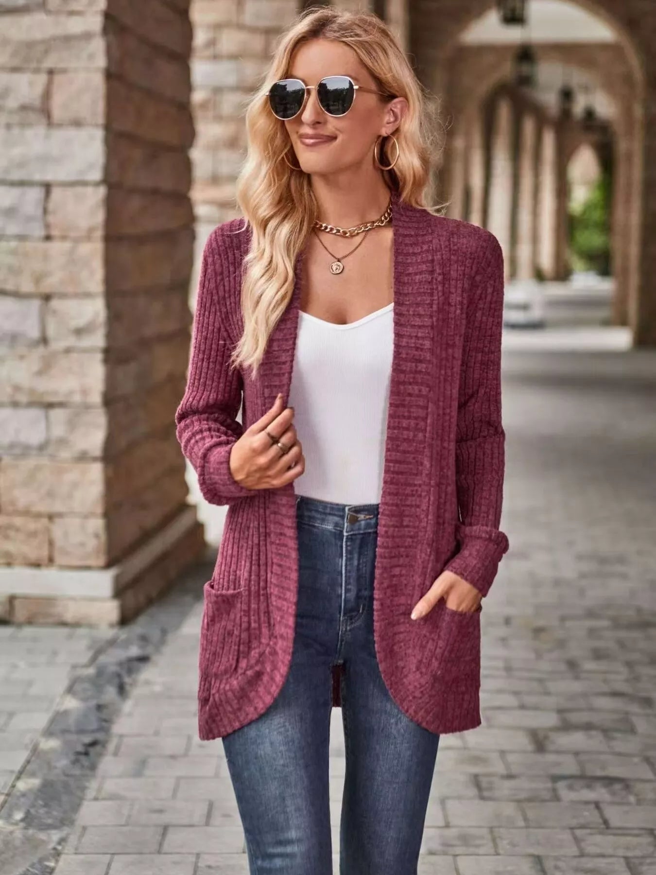 Ribbed Knit Open Front Cardigan -  Be Bliss Boutique