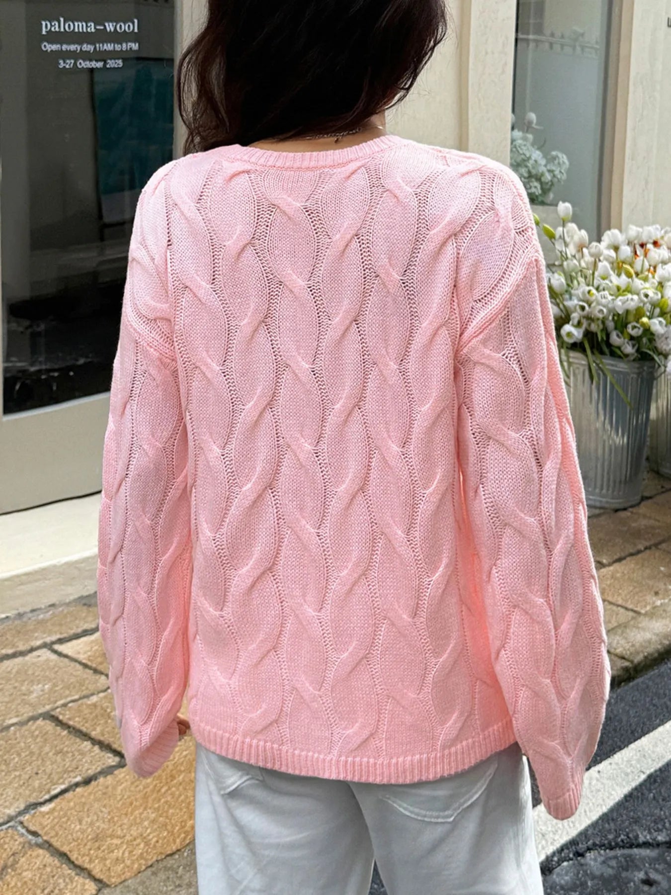 Cable Knit Long Sleeve Sweater -  Be Bliss Boutique