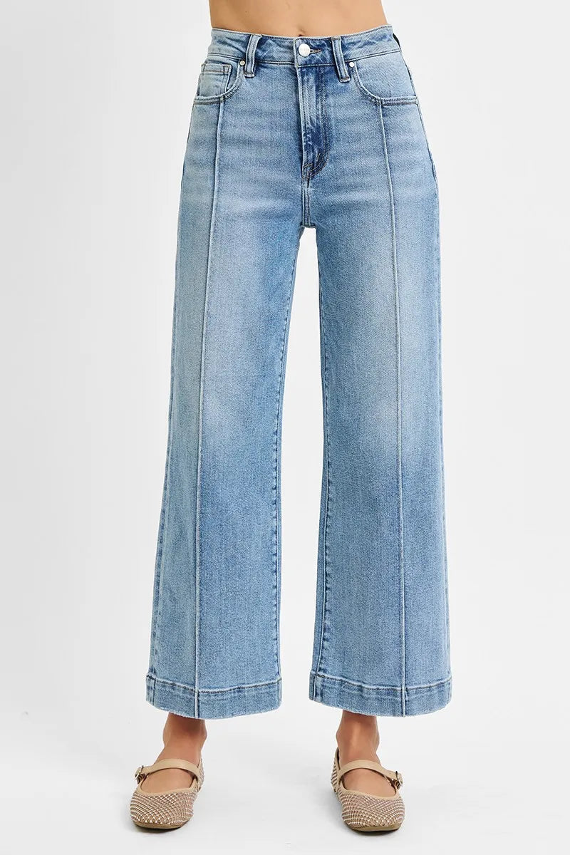 RISEN Full Size High Rise Crop Wide Leg Jeans Plus Size -  Be Bliss Boutique