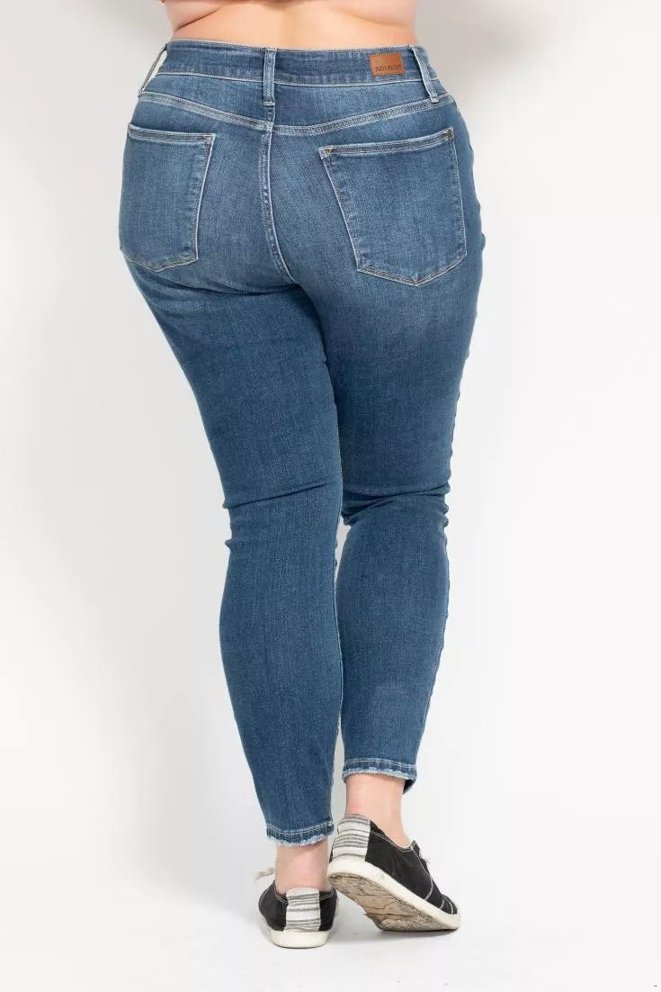 Judy Blue Full Size High Rise Button Fly Skinny Jeans Plus Size - Be Bliss Boutique