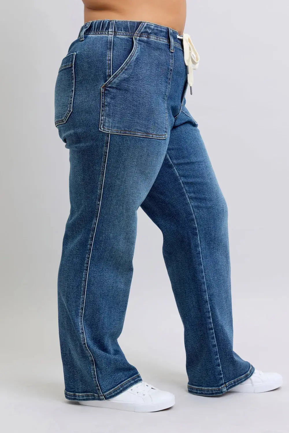 Judy Blue Plus Size High Waist Drawstring Wide Leg Jeans | Be Bliss Boutique