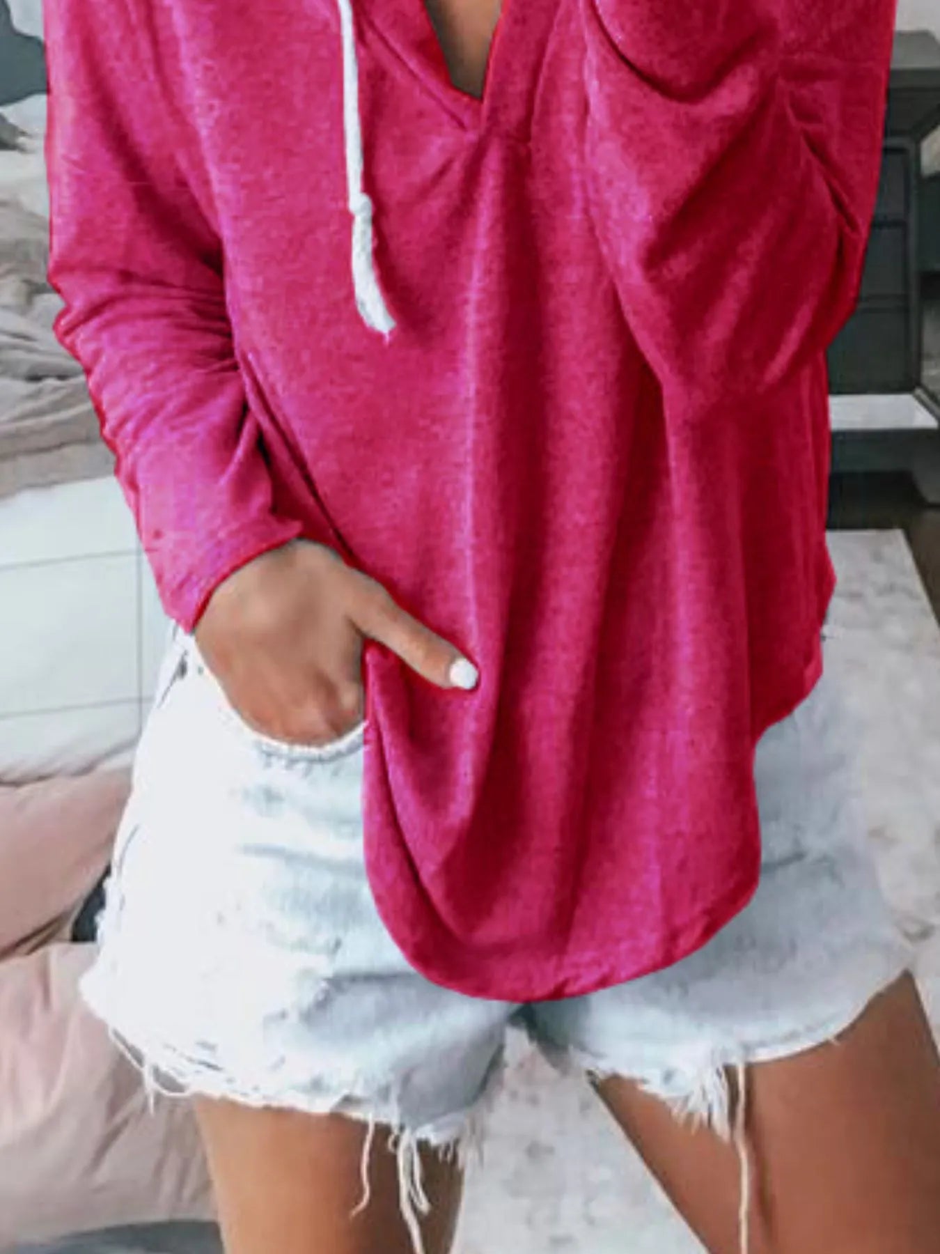 Full Size Drawstring Long Sleeve Hoodie Plus Size - Be Bliss Boutique