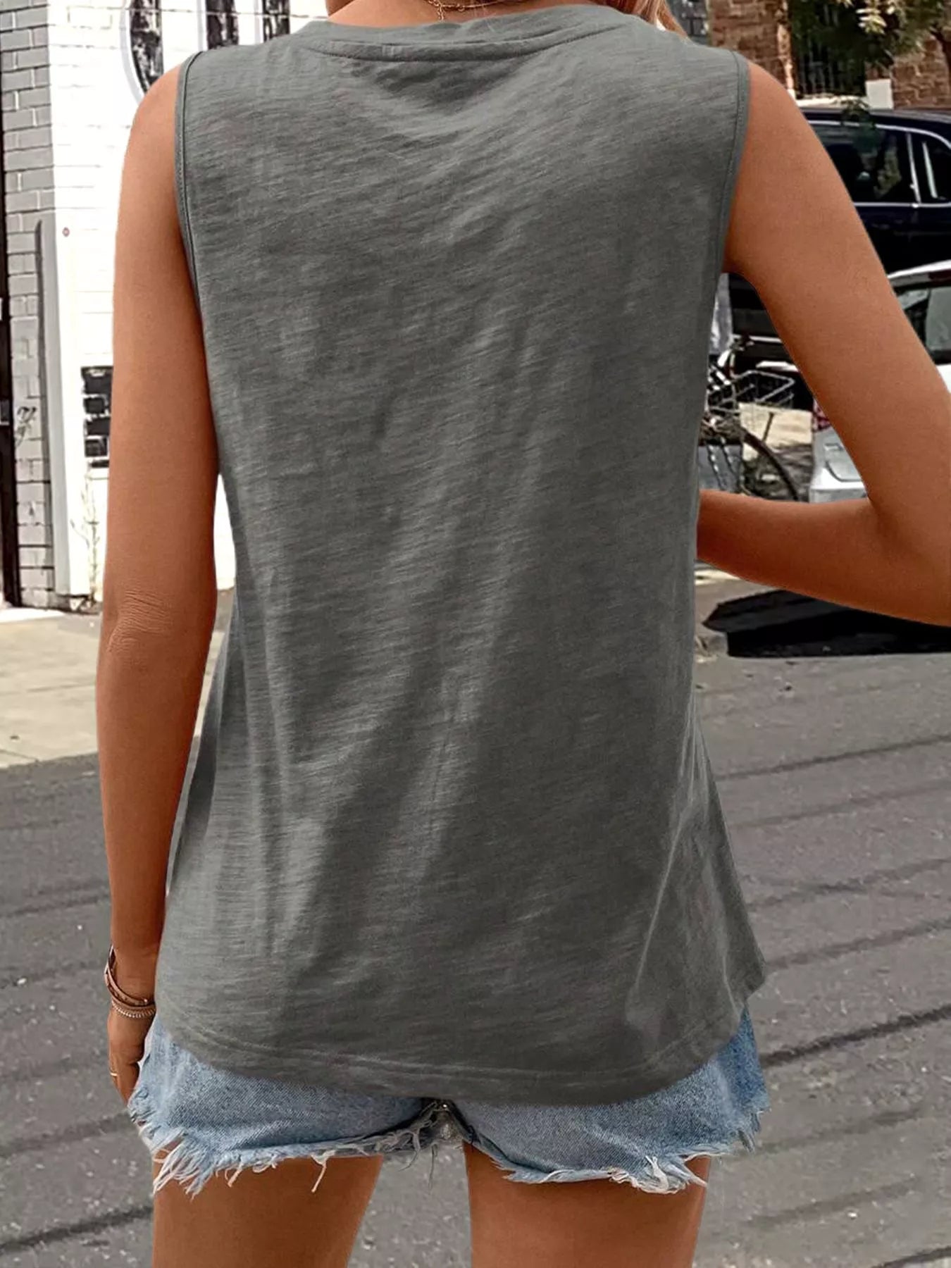 Casual V Neck Pocket Tank - Be Bliss Boutique
