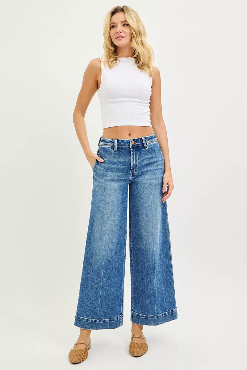 RISEN Jeans - Slouchy Ankle Wide Jeans - Be Bliss Boutique