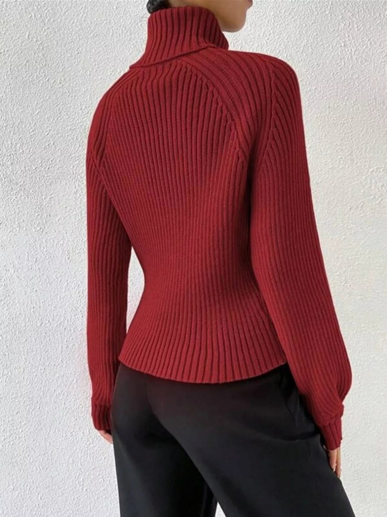 Ribbed Knit Turtleneck Sweater - Be Bliss Boutique