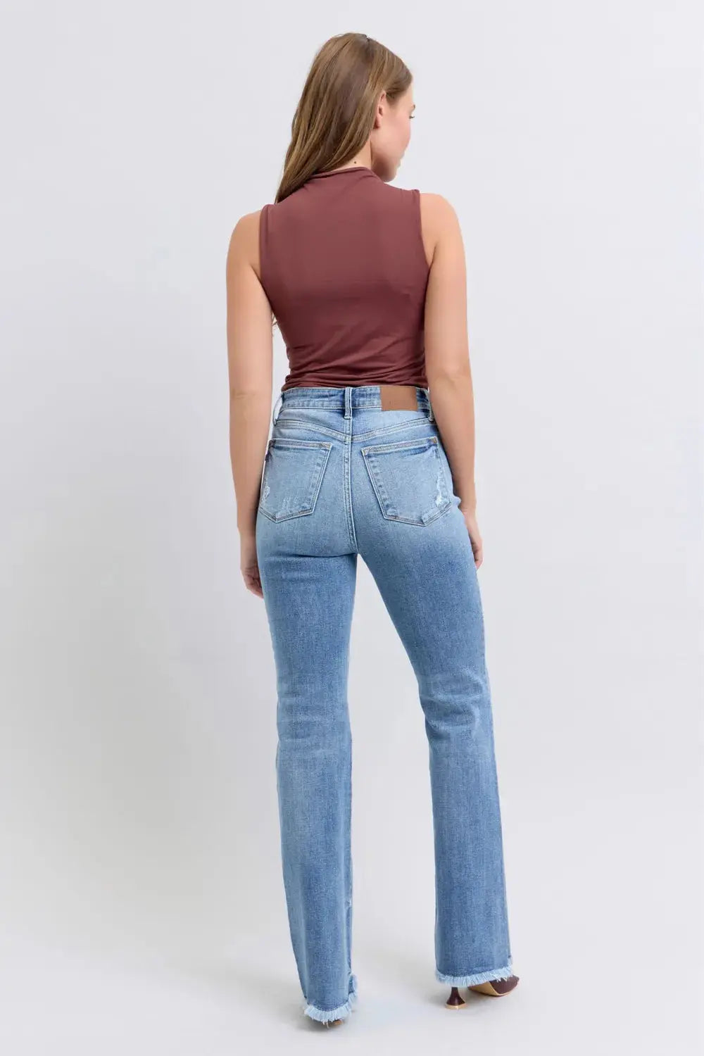 Judy Blue Raw Hem High Rise Bootcut Jeans – Full Size Fit | Be Bliss Boutique