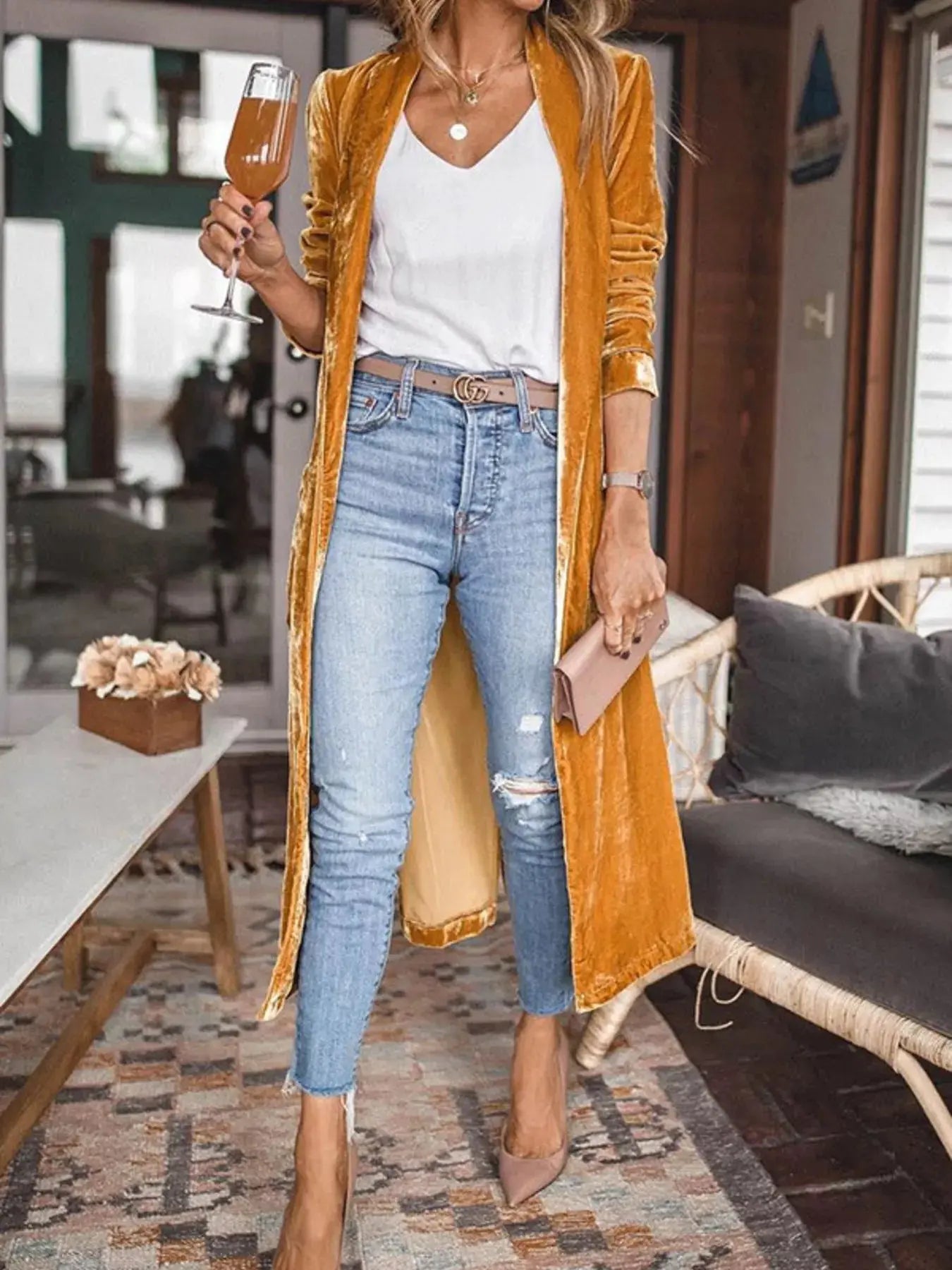 Velvet Luxe Open Front Longline Cardigan | Be Bliss Boutique