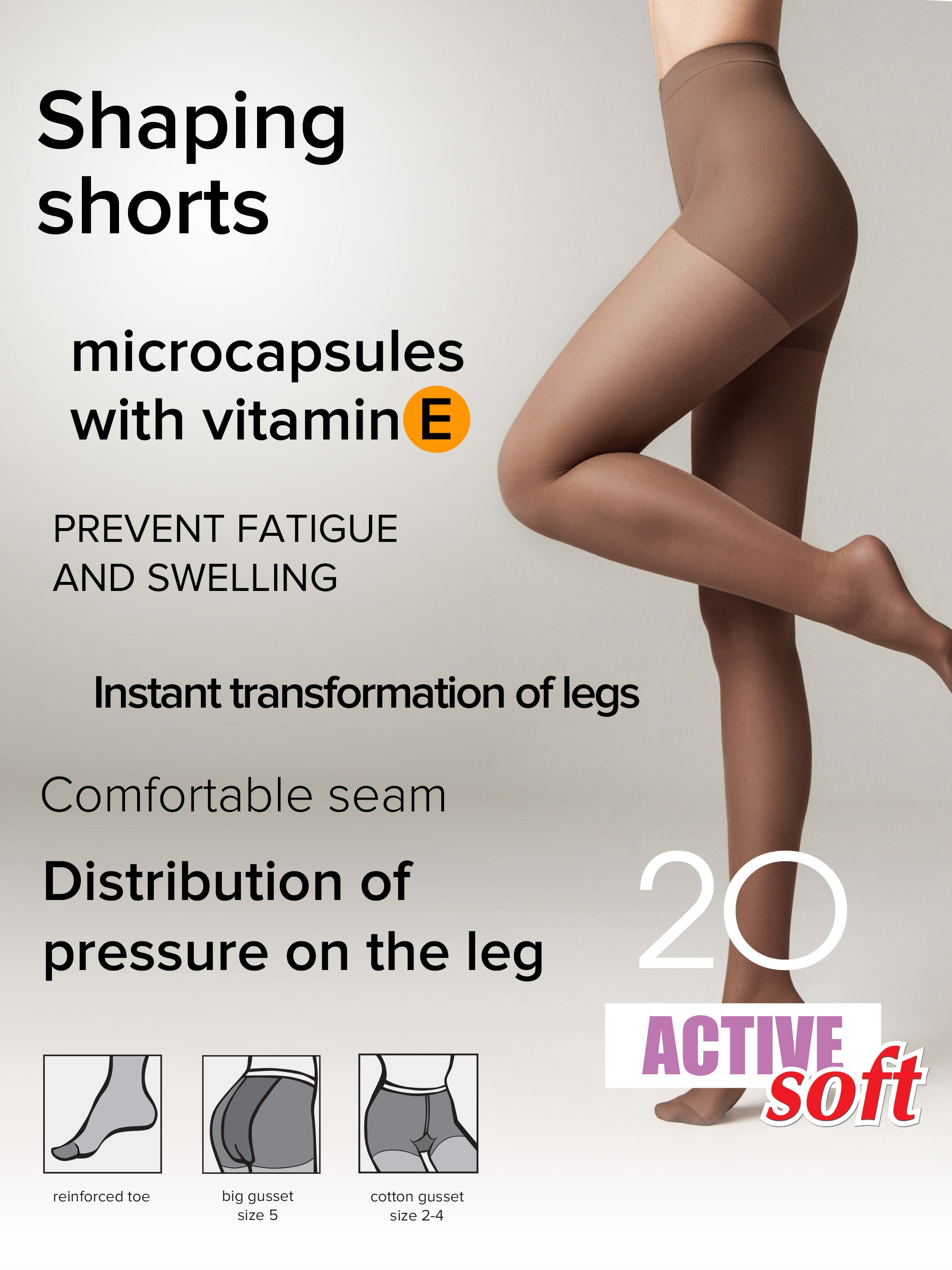 Tights Conte Active Soft 20 Den - Shaping Support with Vitamin E - Be Bliss Boutique