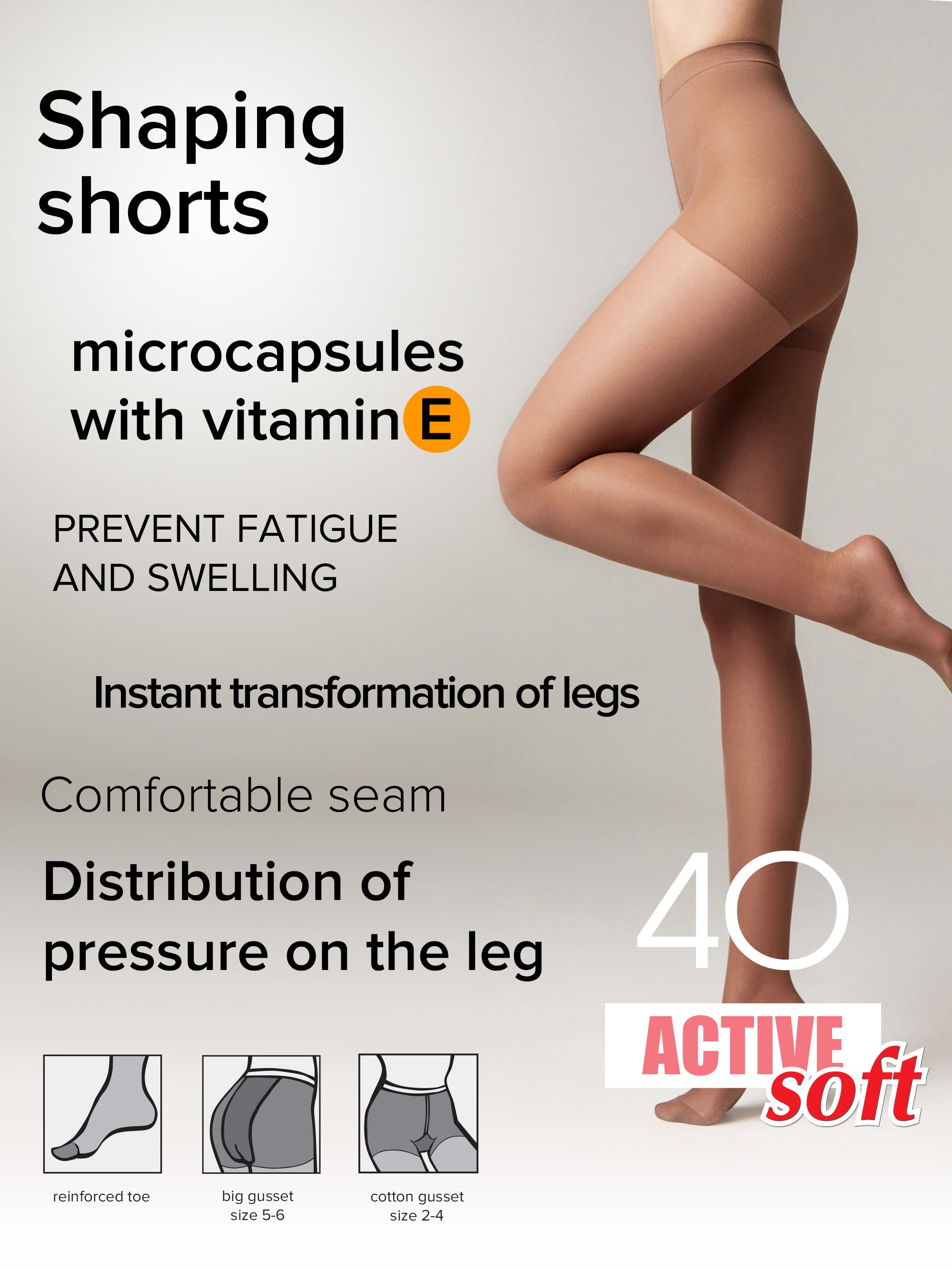 Tights Conte Active Soft 40 Den - Shaping Support with Vitamin E - Be Bliss Boutique