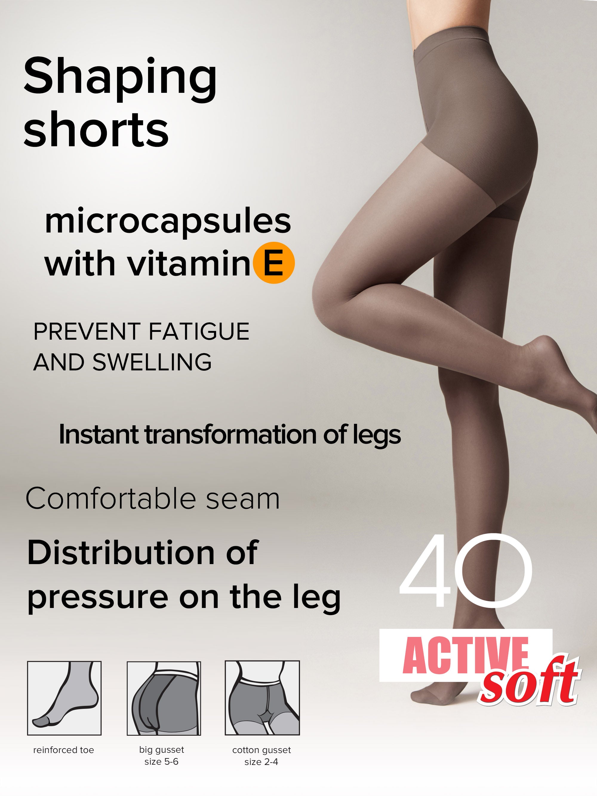 Tights Conte Active Soft 40 Den - Shaping Support with Vitamin E - Be Bliss Boutique