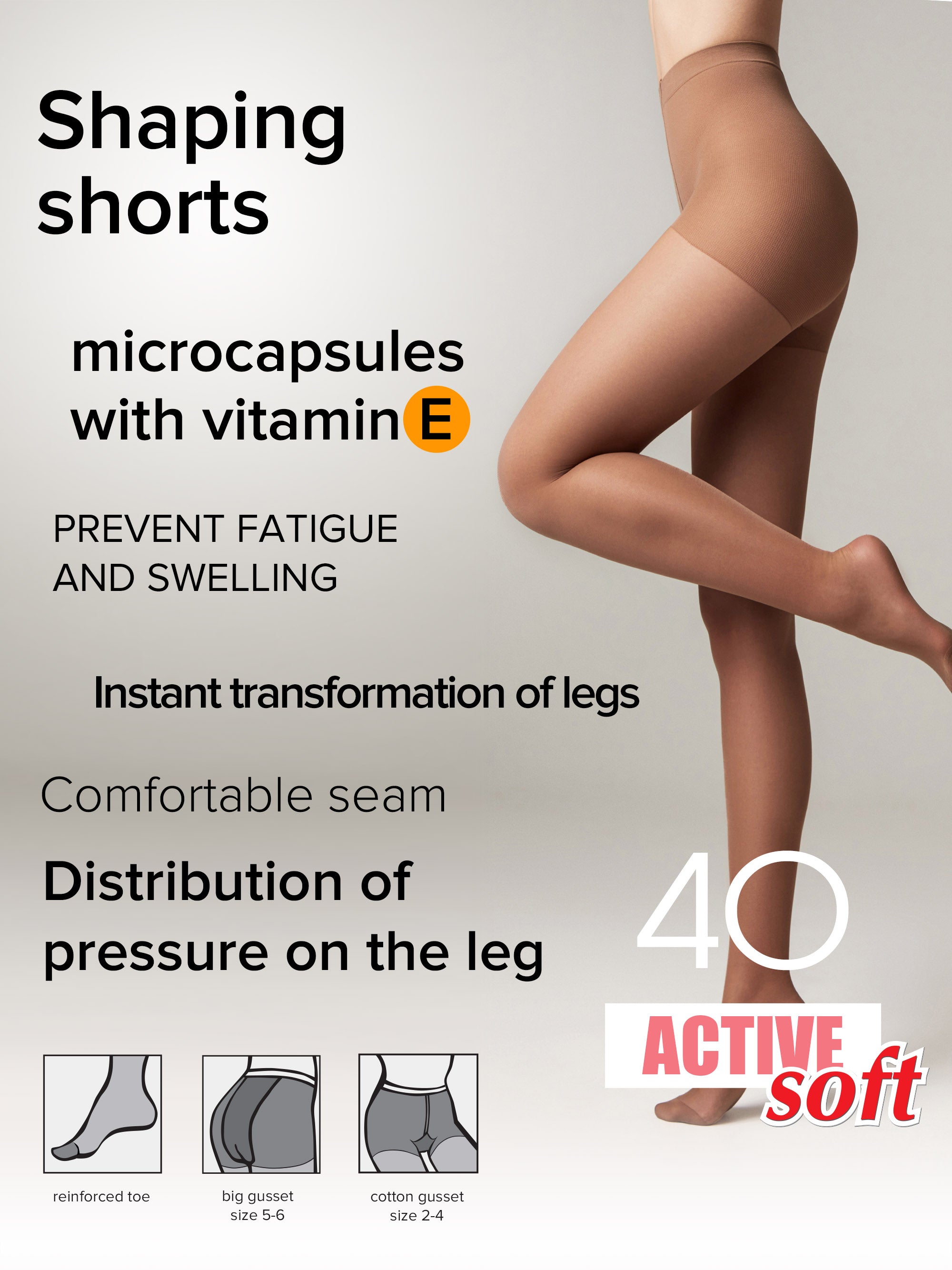 Tights Conte Active Soft 40 Den - Shaping Support with Vitamin E - Be Bliss Boutique
