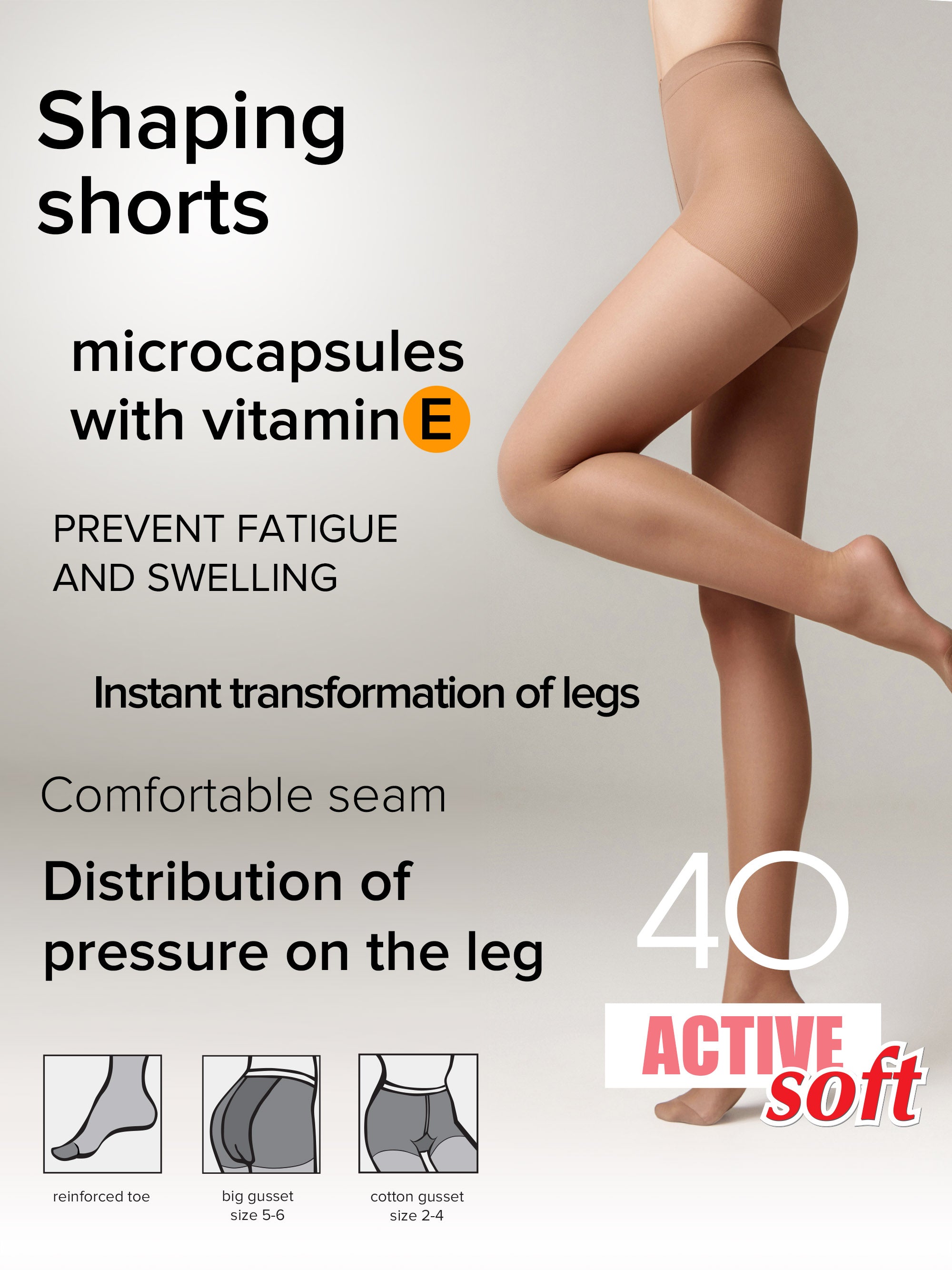 Tights Conte Active Soft 40 Den - Shaping Support with Vitamin E - Be Bliss Boutique