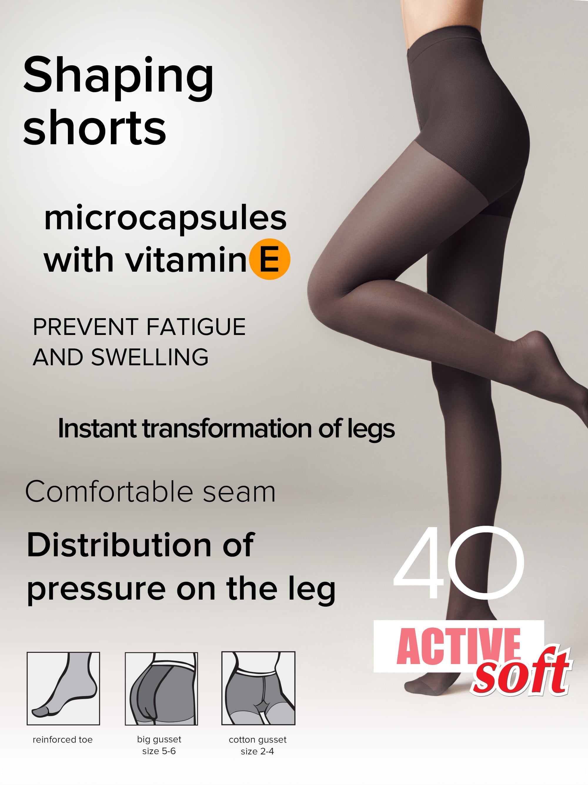 Tights Conte Active Soft 40 Den - Shaping Support with Vitamin E - Be Bliss Boutique