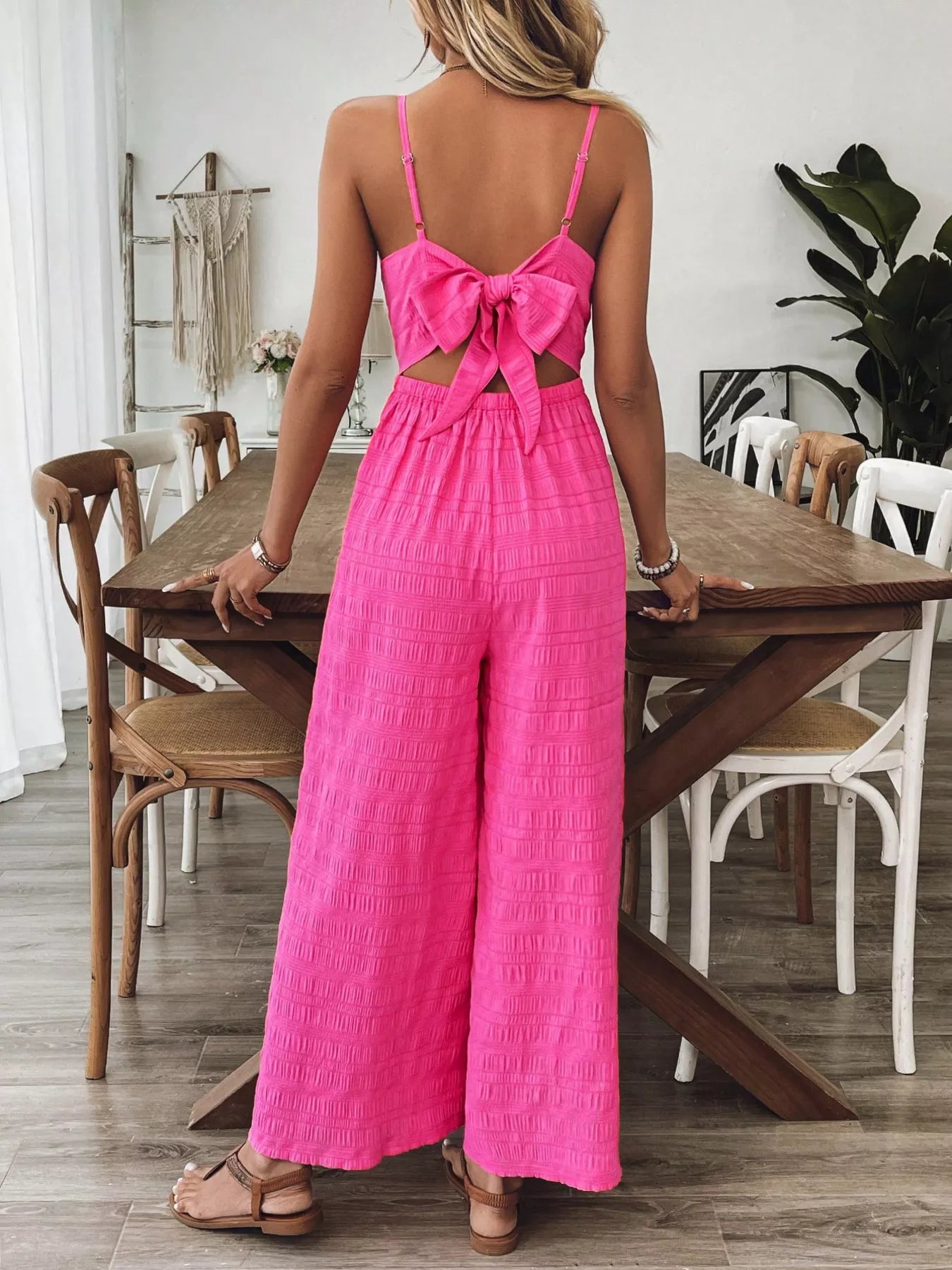 Bow Back Sleeveless Wide Leg Jumpsuit - Be Bliss Boutique