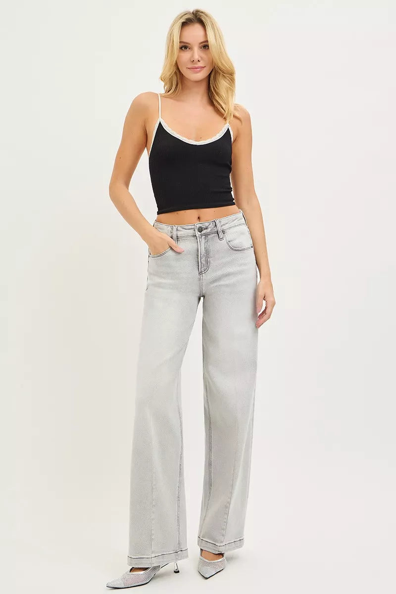 RISEN Jeans - Slouchy Baggy Jeans with Contrast Stitching - Be Bliss Boutique