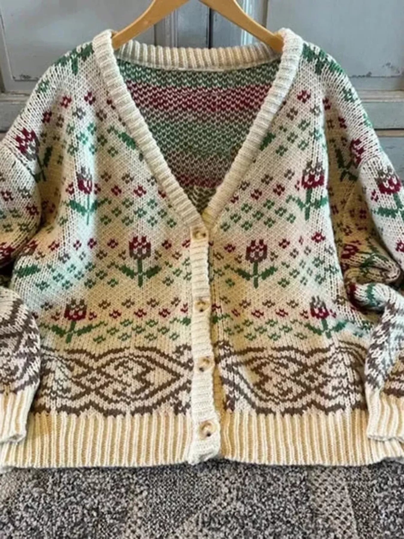 Floral Pattern Button-Up Cardigan -  Be Bliss Boutique